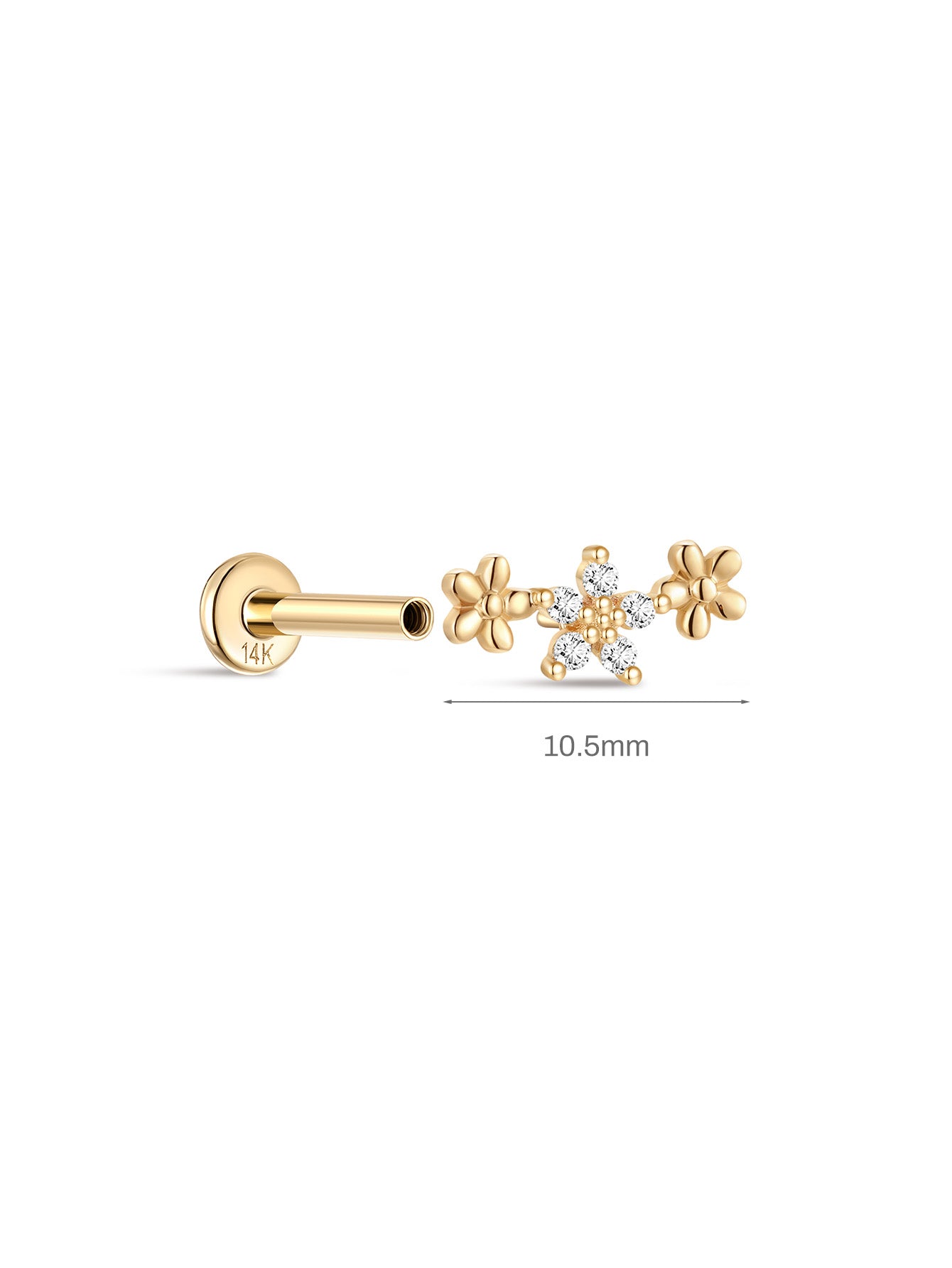 925 Sterling Silver Trio Flower Ear Piercing Stud-aurivna