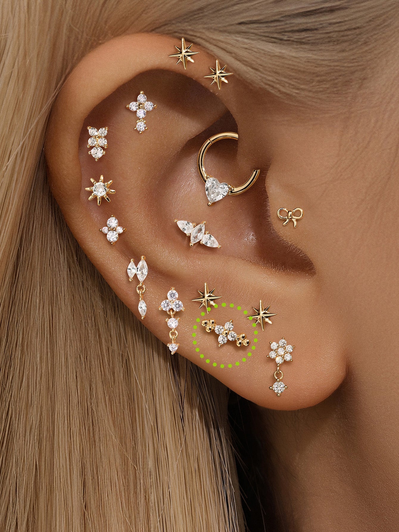925 Sterling Silver Beaded Four-Leaf Flower Ear Piercing Stud-aurivna