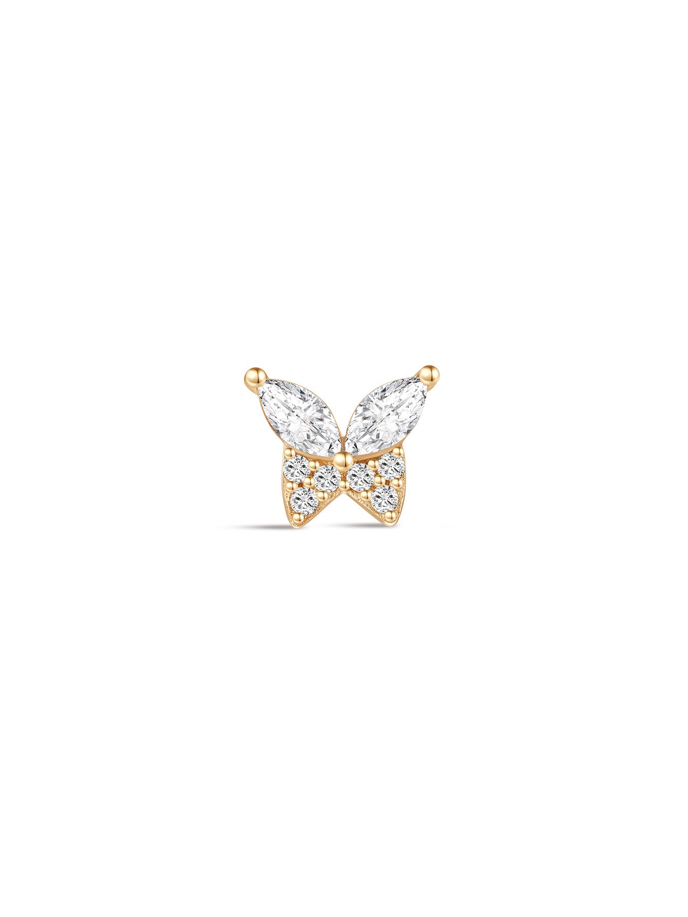 925 Sterling Silver Sparkling Butterfly Zircon  Ear Piercing Stud-aurivna