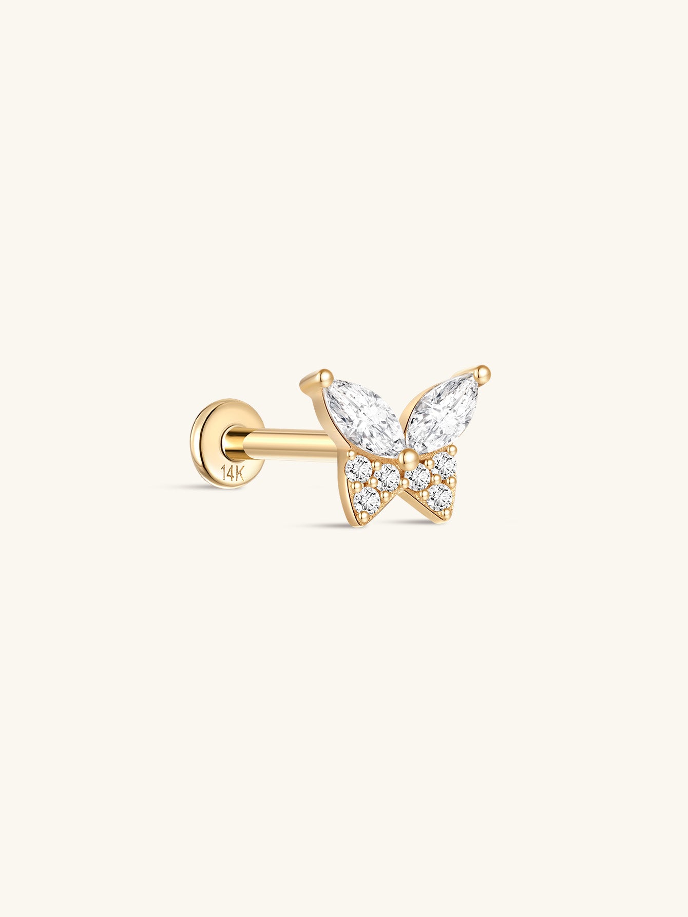 925 Sterling Silver Sparkling Butterfly Zircon  Ear Piercing Stud-aurivna