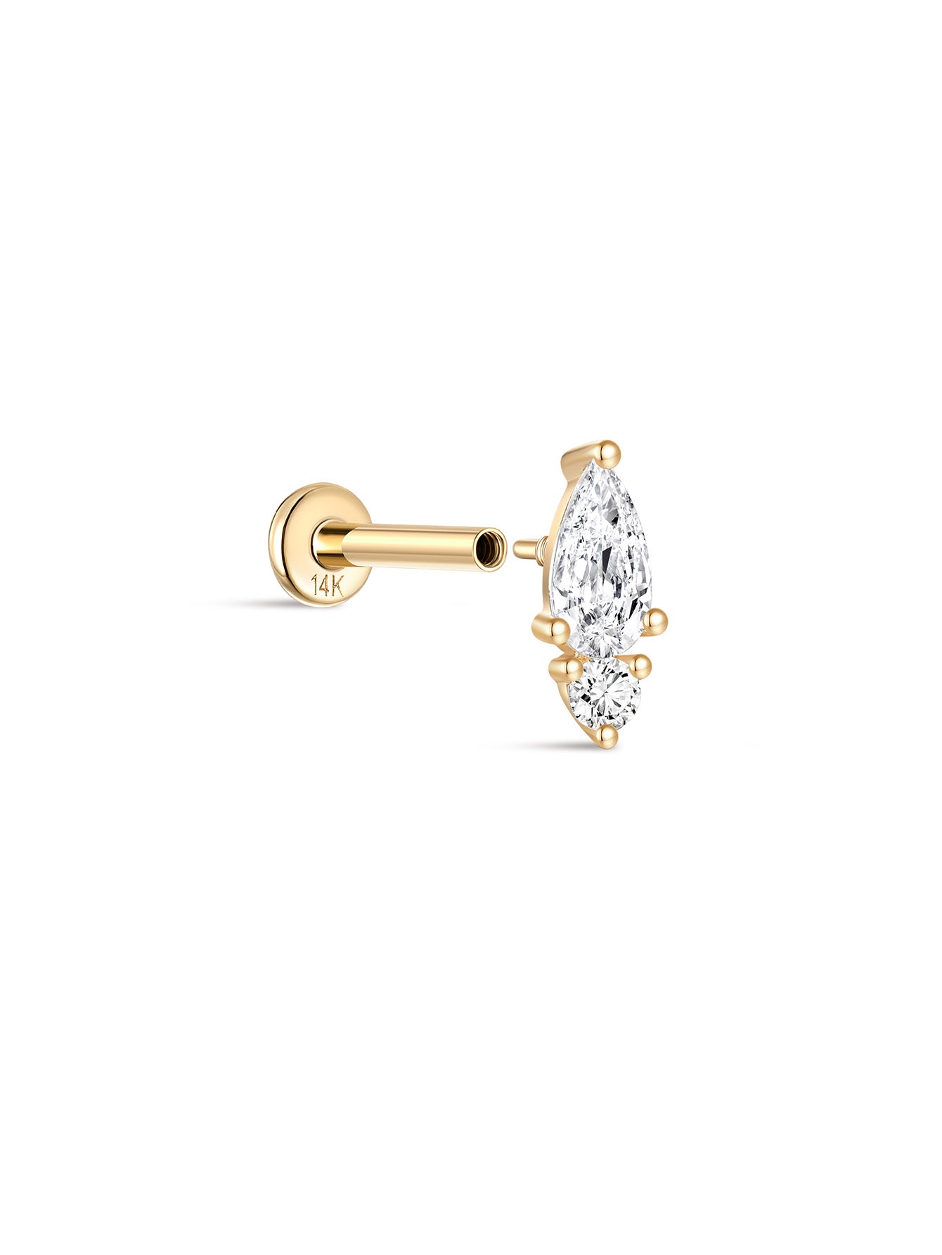 925 Sterling Silver  Teardrop Marquise Zircon  Ear Piercing Stud-aurivna