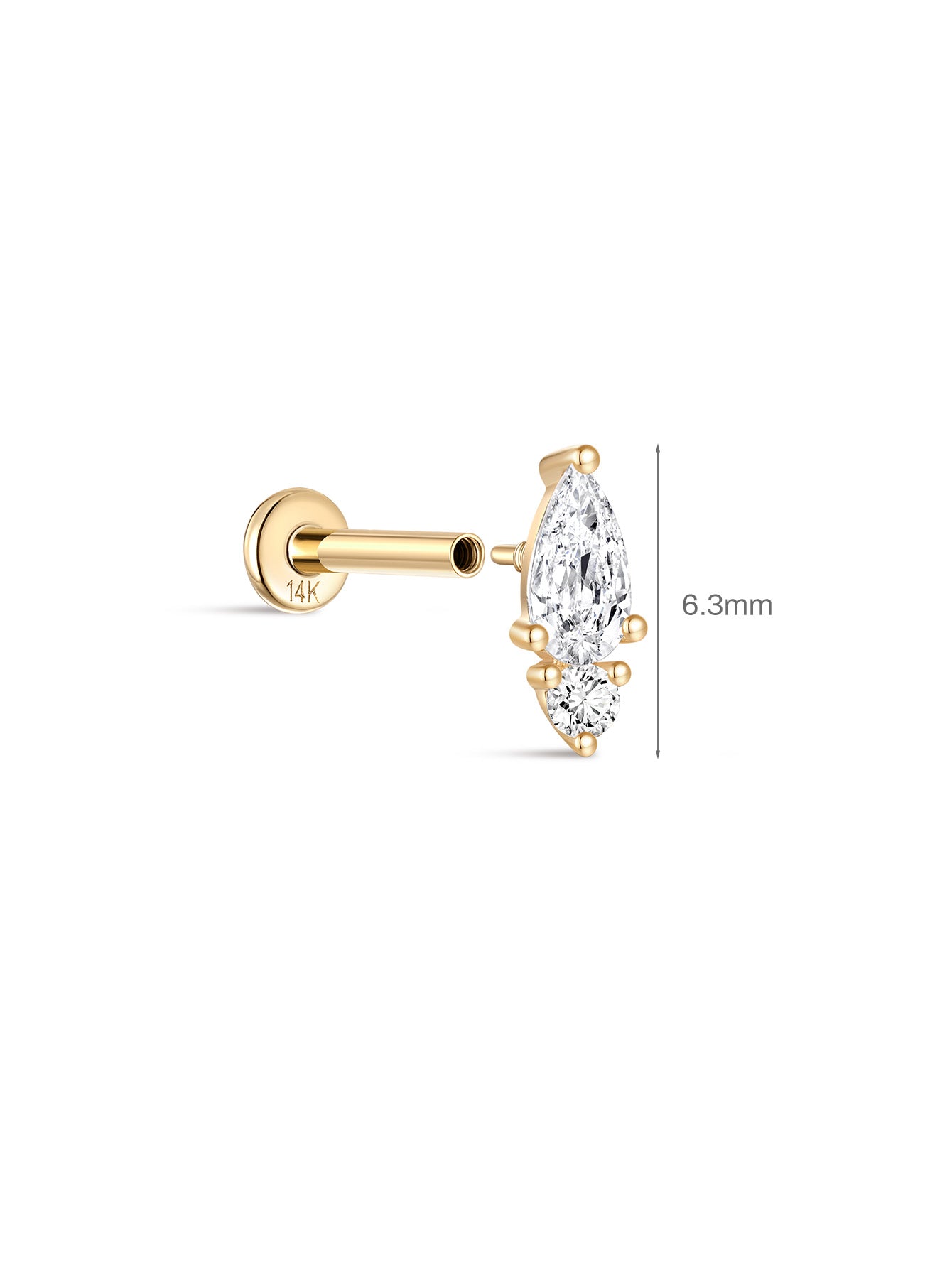 925 Sterling Silver  Teardrop Marquise Zircon  Ear Piercing Stud-aurivna