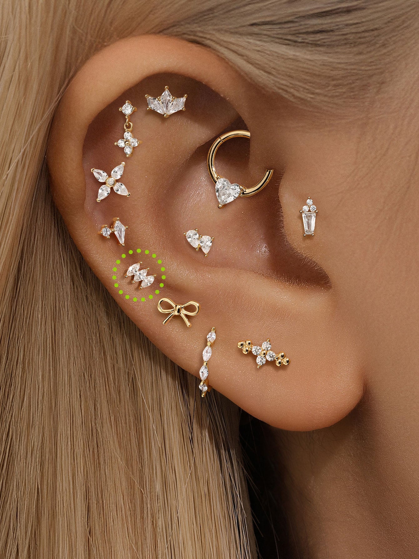 925 Sterling Silver Tri Marquise Zircon  Ear Piercing Stud-aurivna