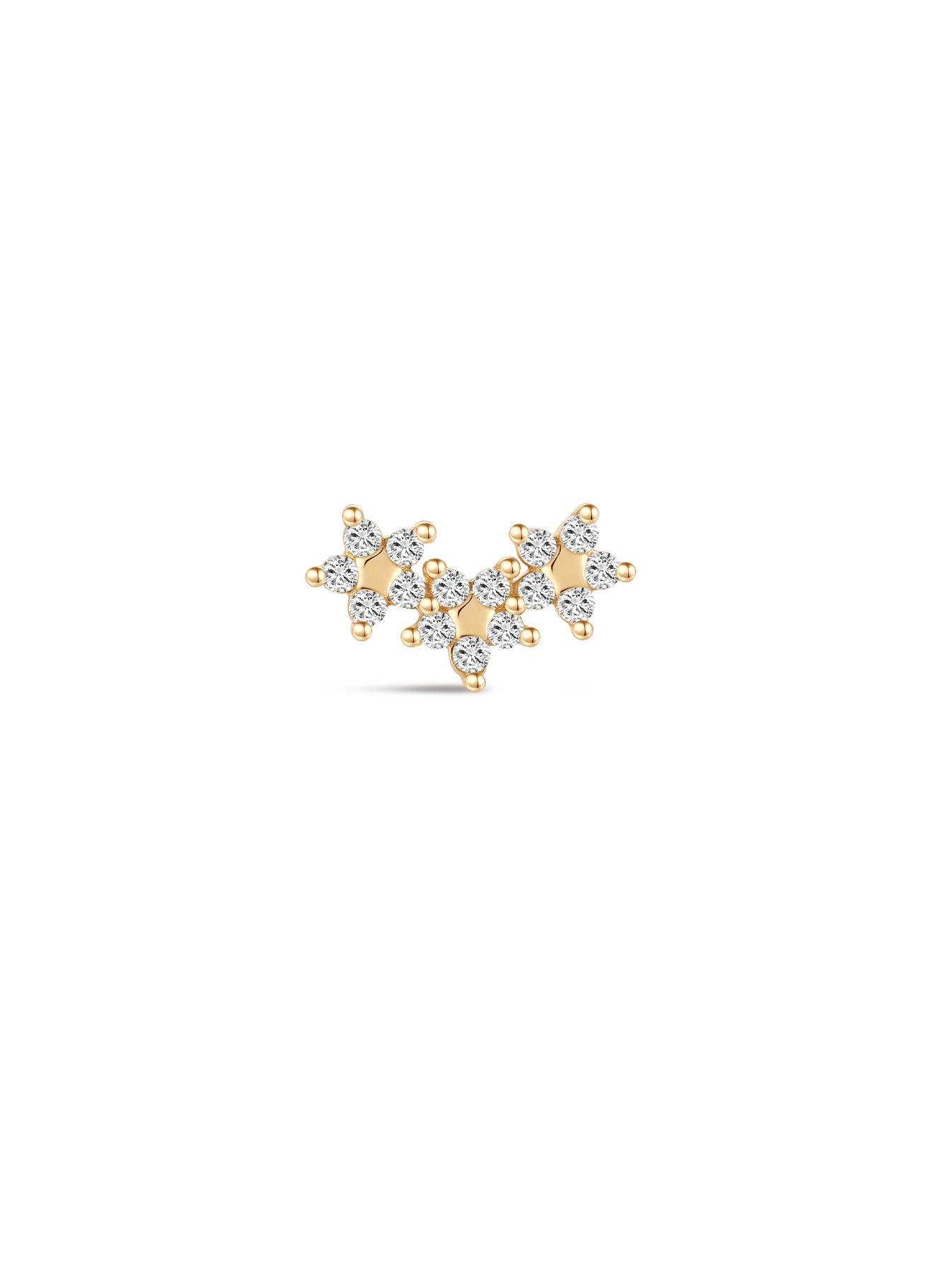 925 Sterling Silver Sparkling Triple Flower Ear Piercing Stud-aurivna