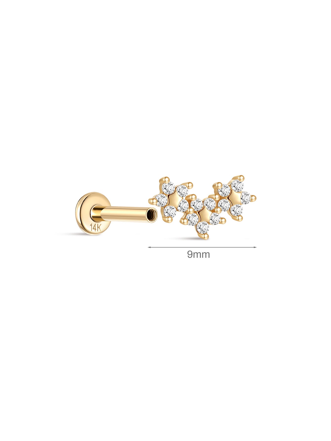 925 Sterling Silver Sparkling Triple Flower Ear Piercing Stud-aurivna