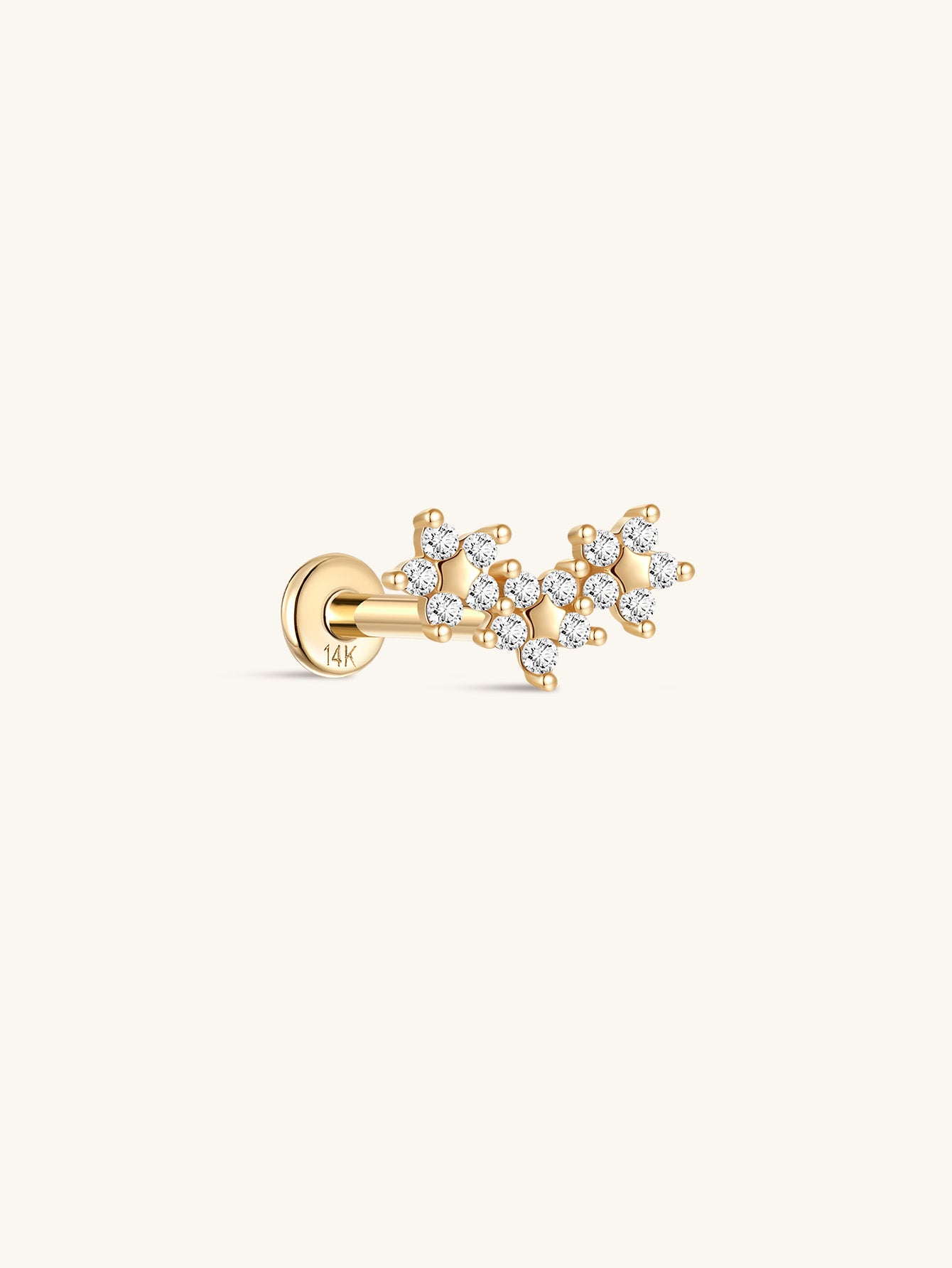 925 Sterling Silver Sparkling Triple Flower Ear Piercing Stud-aurivna
