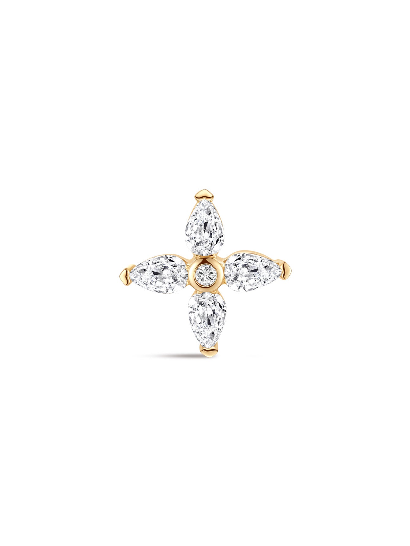 925 Sterling Silver Four-Petal Flower Ear Piercing Stud-aurivna