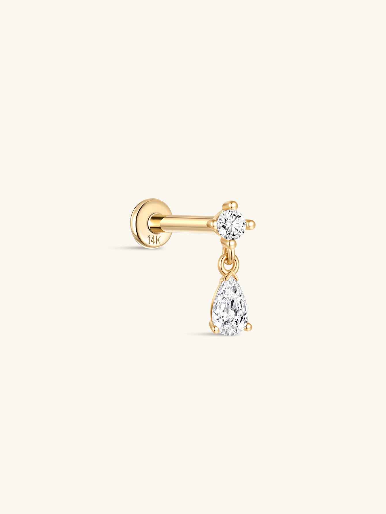 925 Sterling Silver Teardrop Pendant Ear Piercing Stud-aurivna