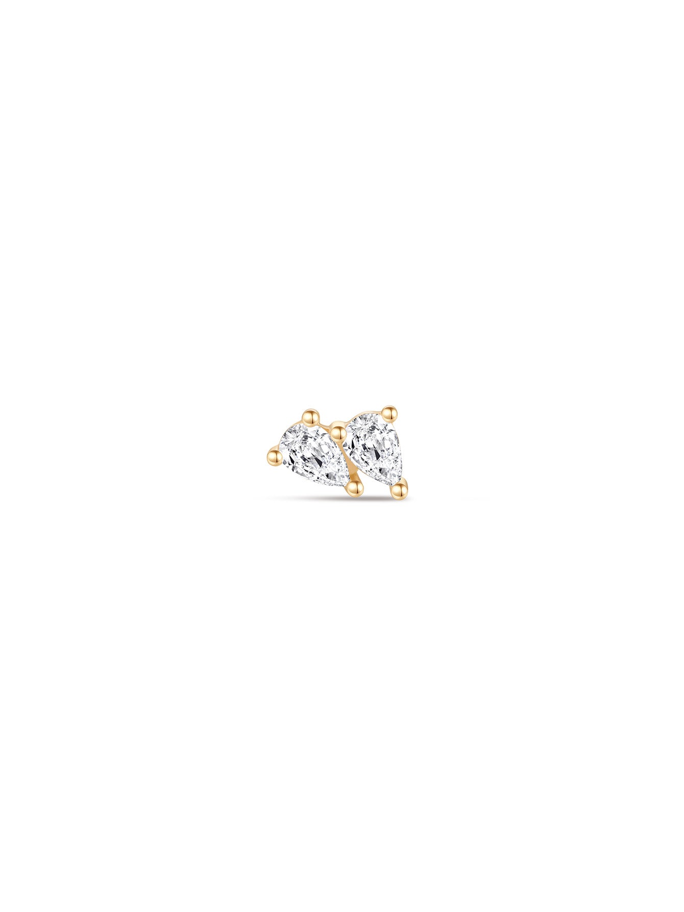 925 Sterling Silver Double Teardrop Ear Piercing Stud-aurivna