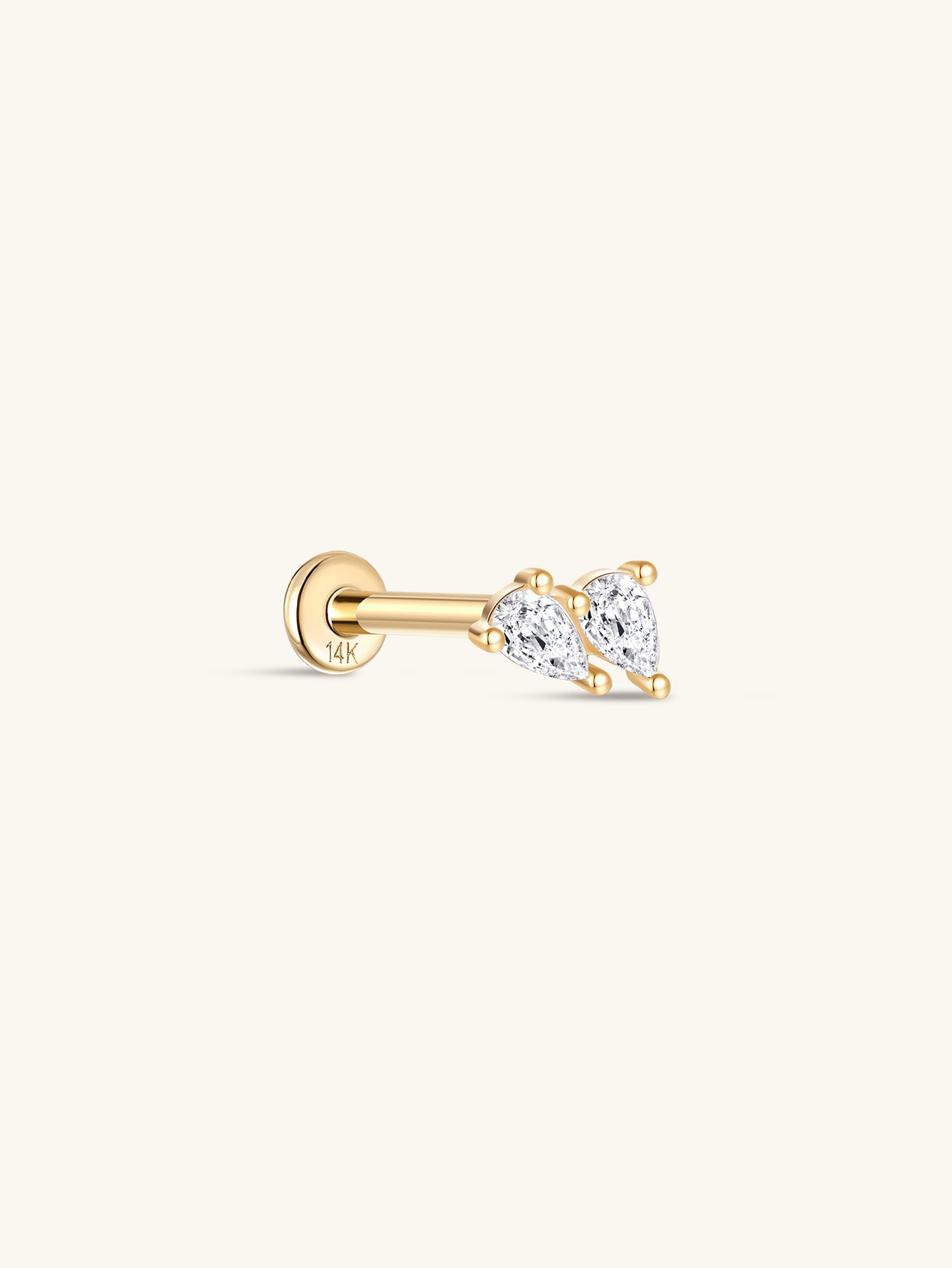 925 Sterling Silver Double Teardrop Ear Piercing Stud-aurivna