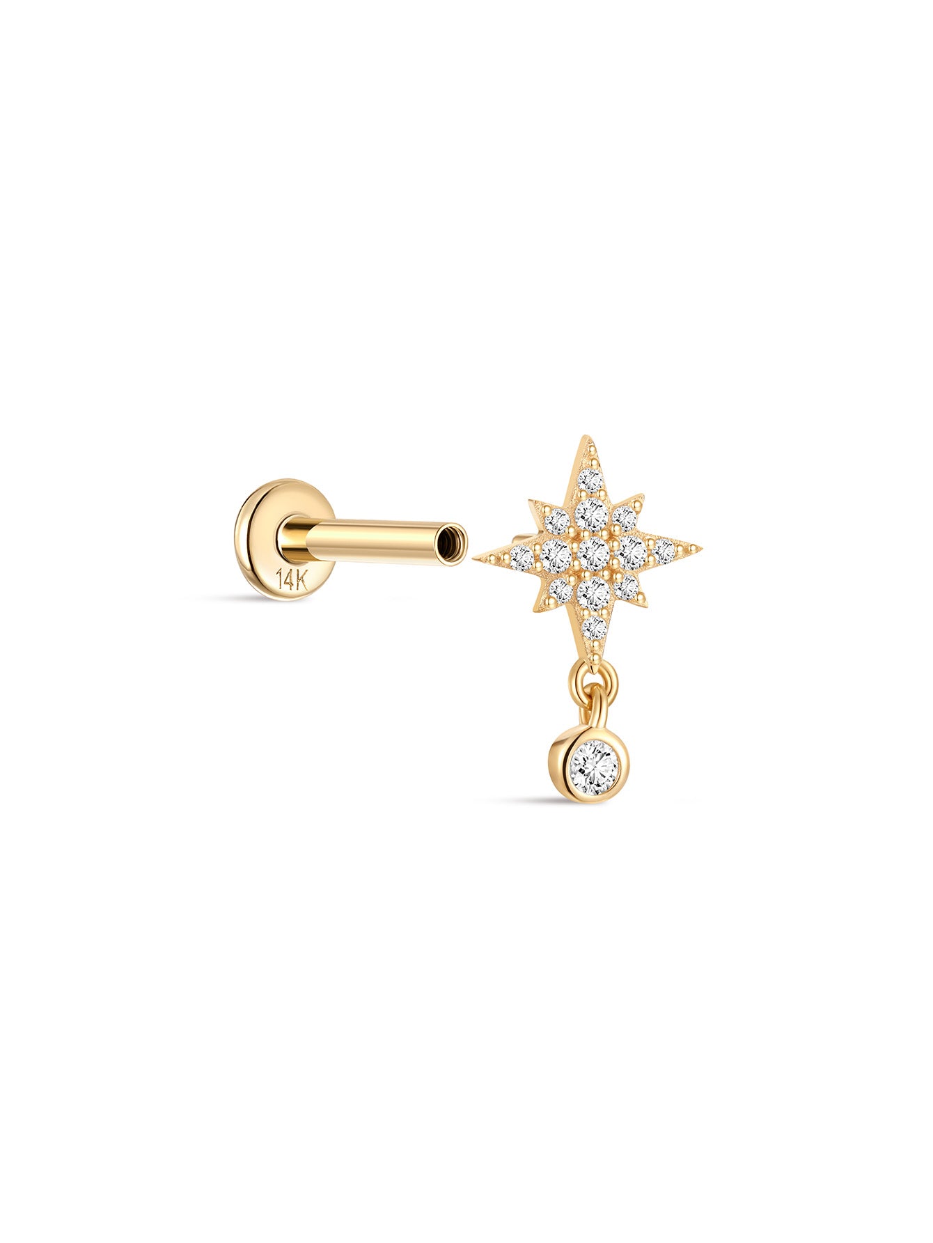 925 Sterling Silver Sun Round Pendant Ear Piercing Stud-aurivna