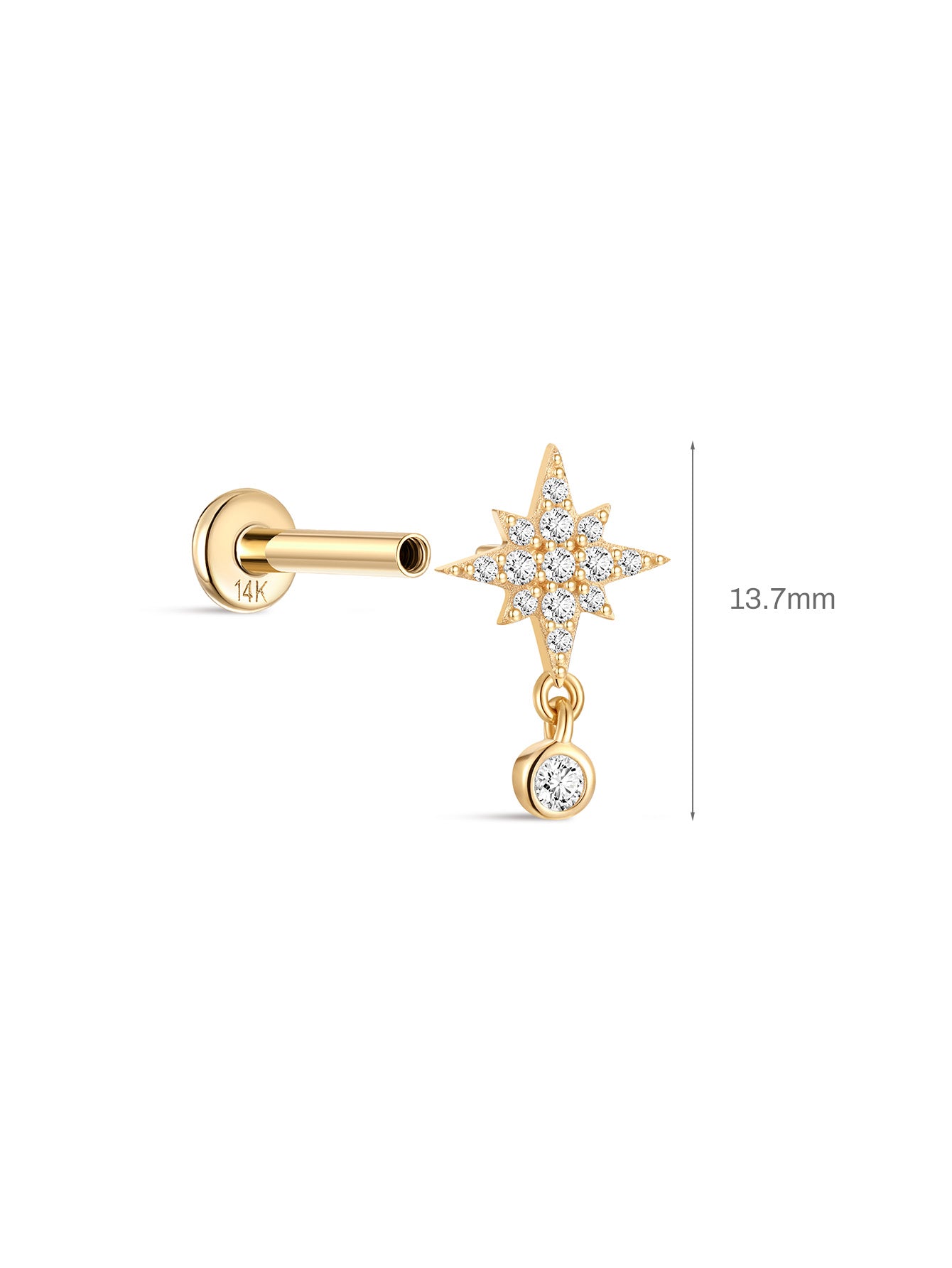 925 Sterling Silver Sun Round Pendant Ear Piercing Stud-aurivna