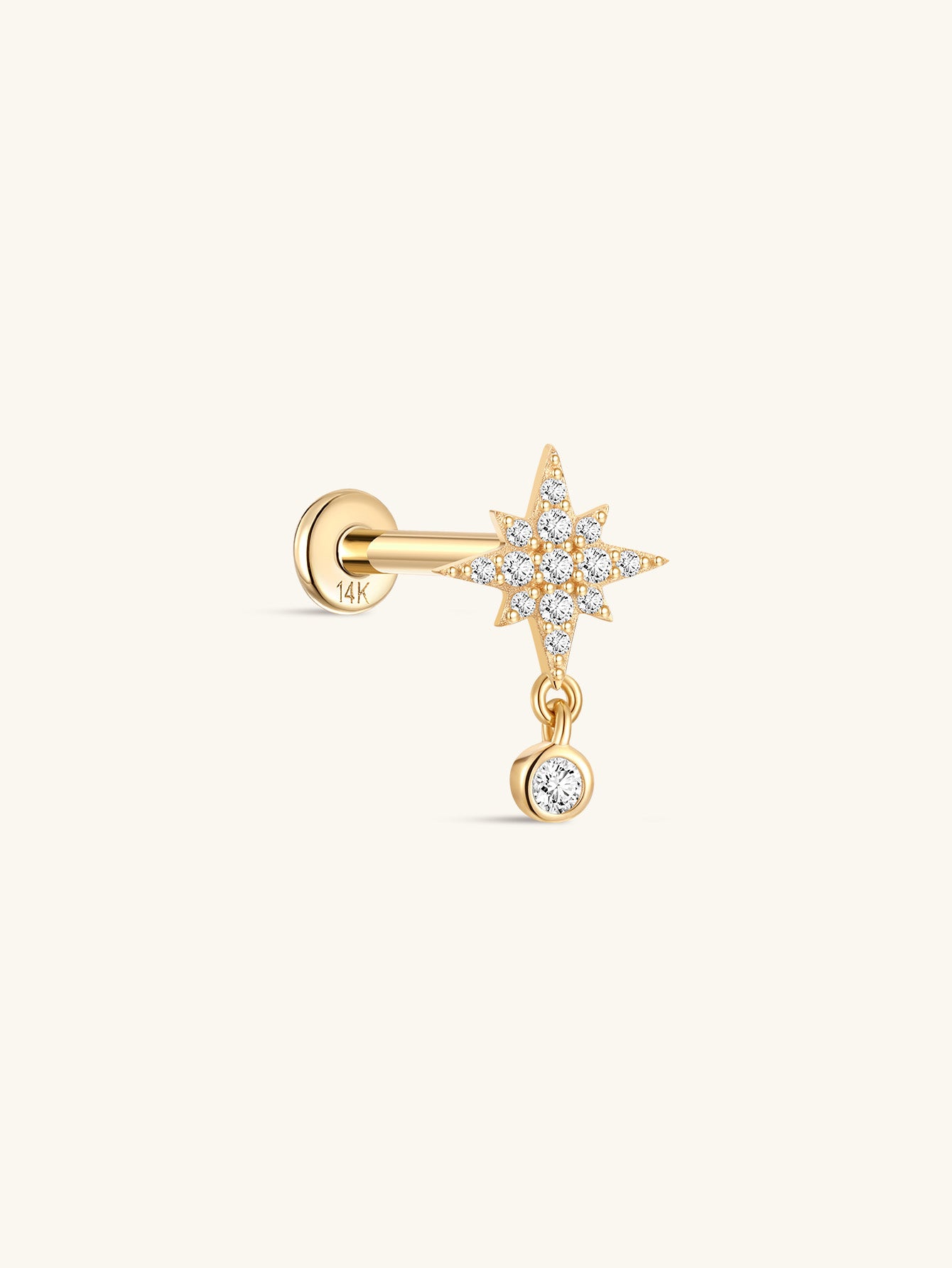 925 Sterling Silver Sun Round Pendant Ear Piercing Stud-aurivna