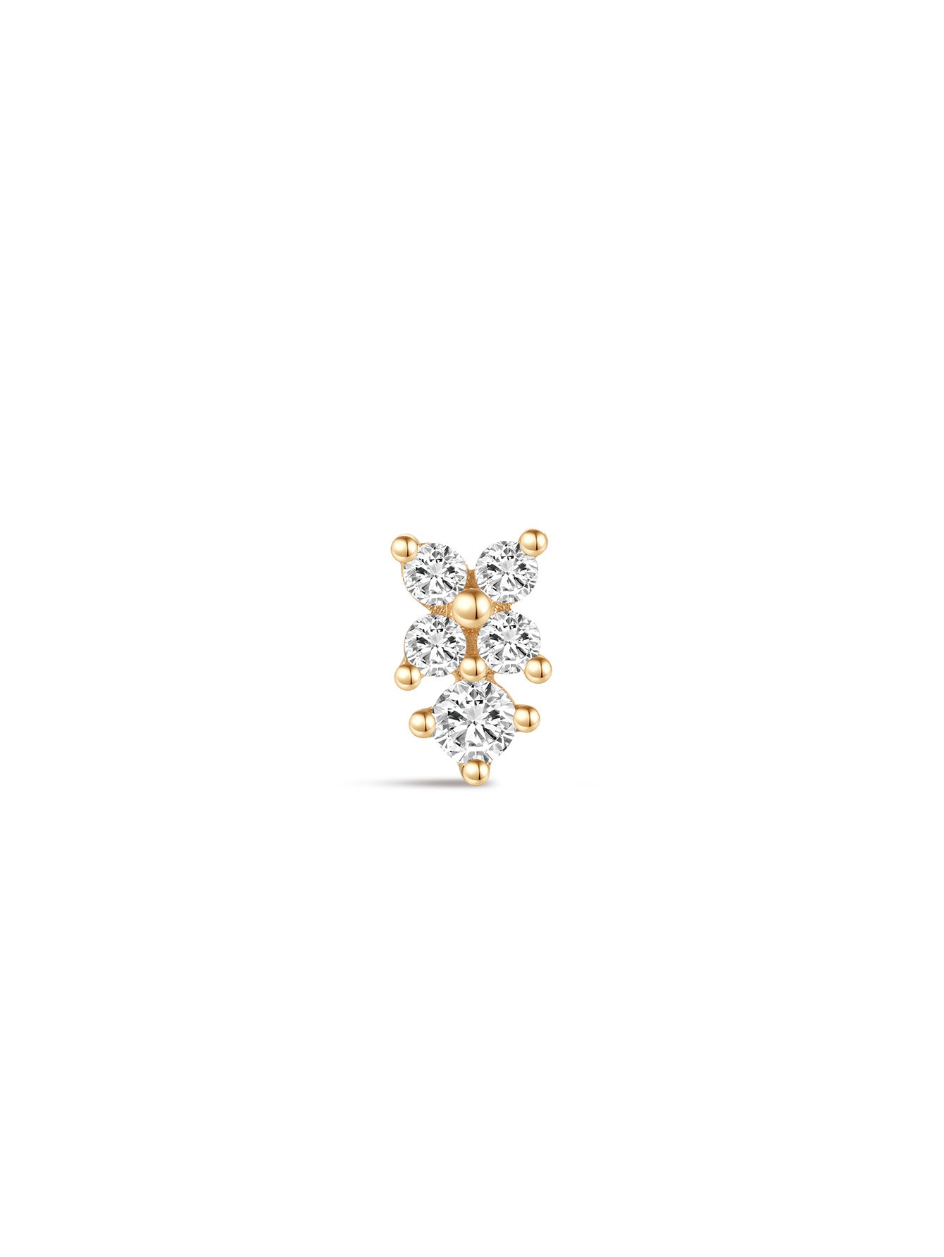 925 Sterling Silver Four Leaf Clover Petals Splicing Ear Piercing Stud-aurivna