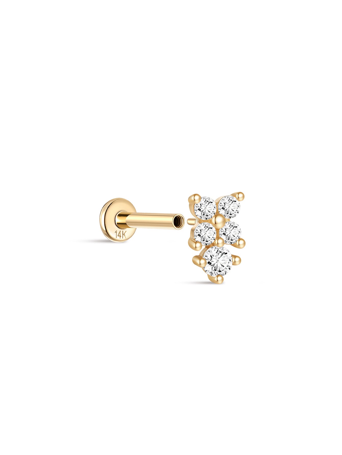 925 Sterling Silver Four Leaf Clover Petals Splicing Ear Piercing Stud-aurivna