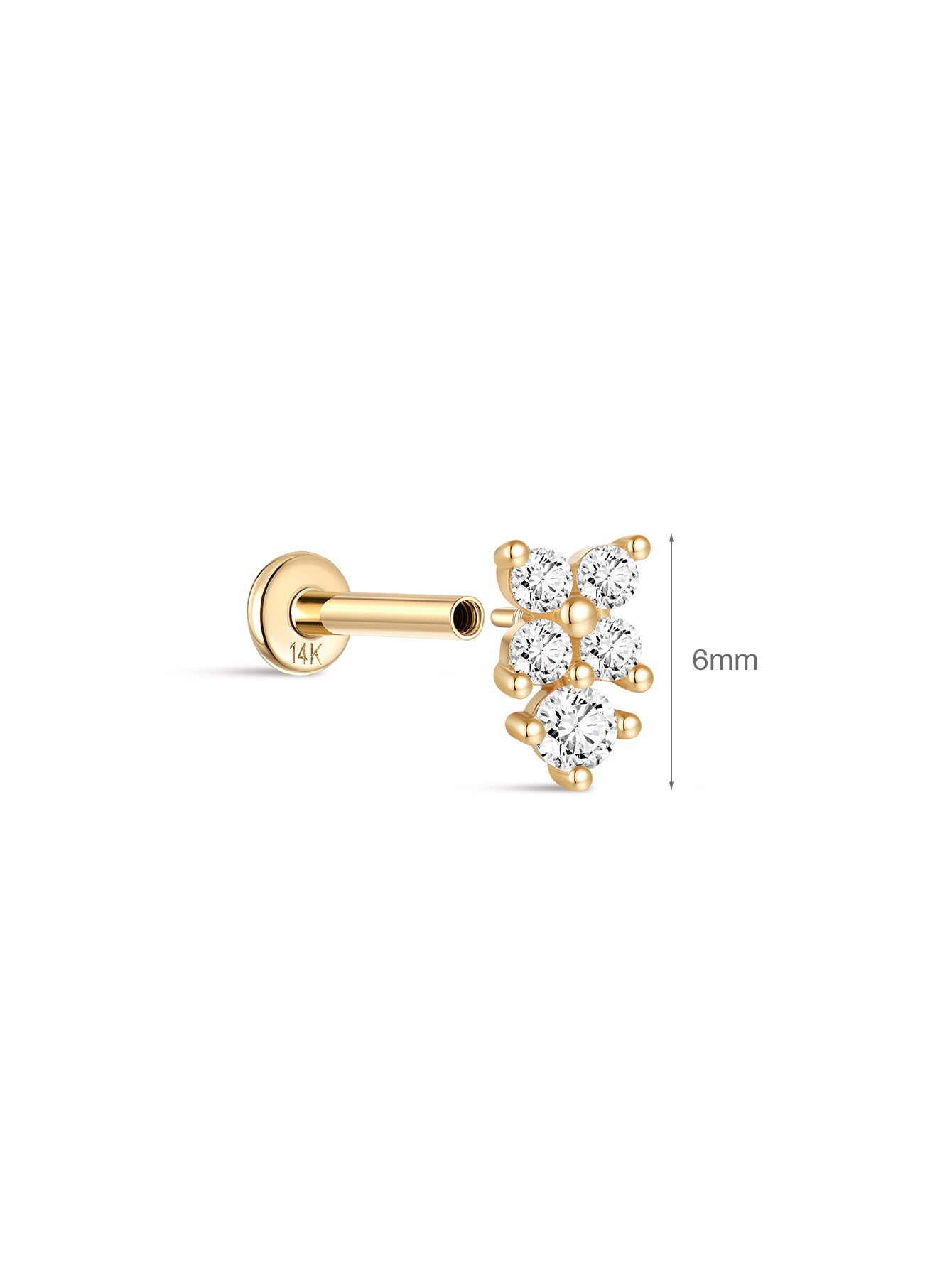 925 Sterling Silver Four Leaf Clover Petals Splicing Ear Piercing Stud-aurivna