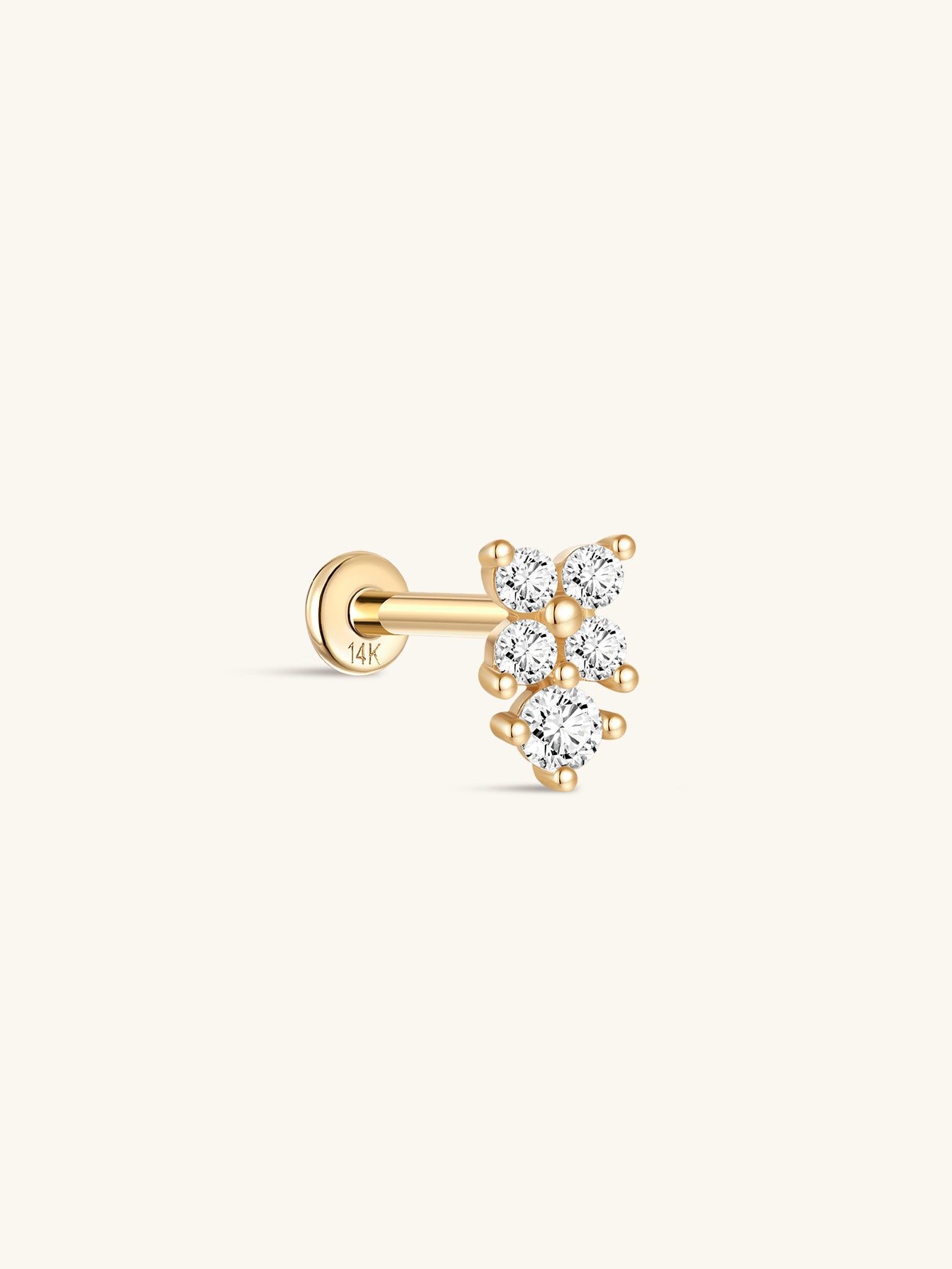 925 Sterling Silver Four Leaf Clover Petals Splicing Ear Piercing Stud-aurivna