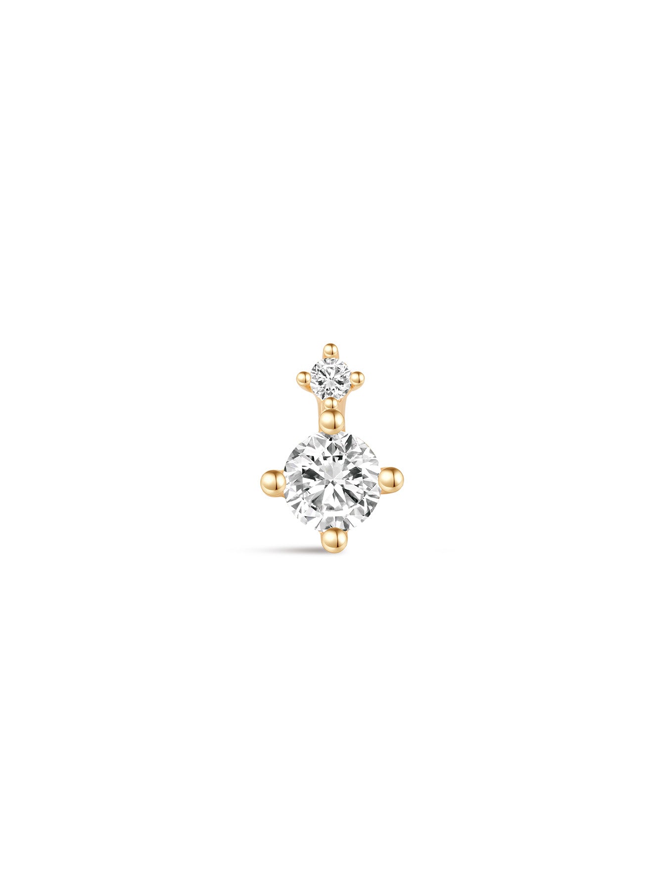 925 Sterling Silver Four Claw Ear Piercing Stud-aurivna