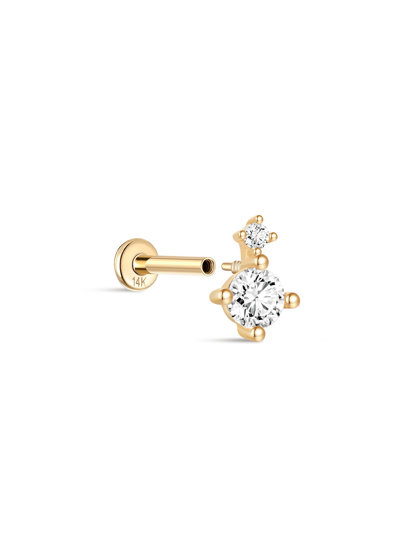 925 Sterling Silver Four Claw Ear Piercing Stud-aurivna