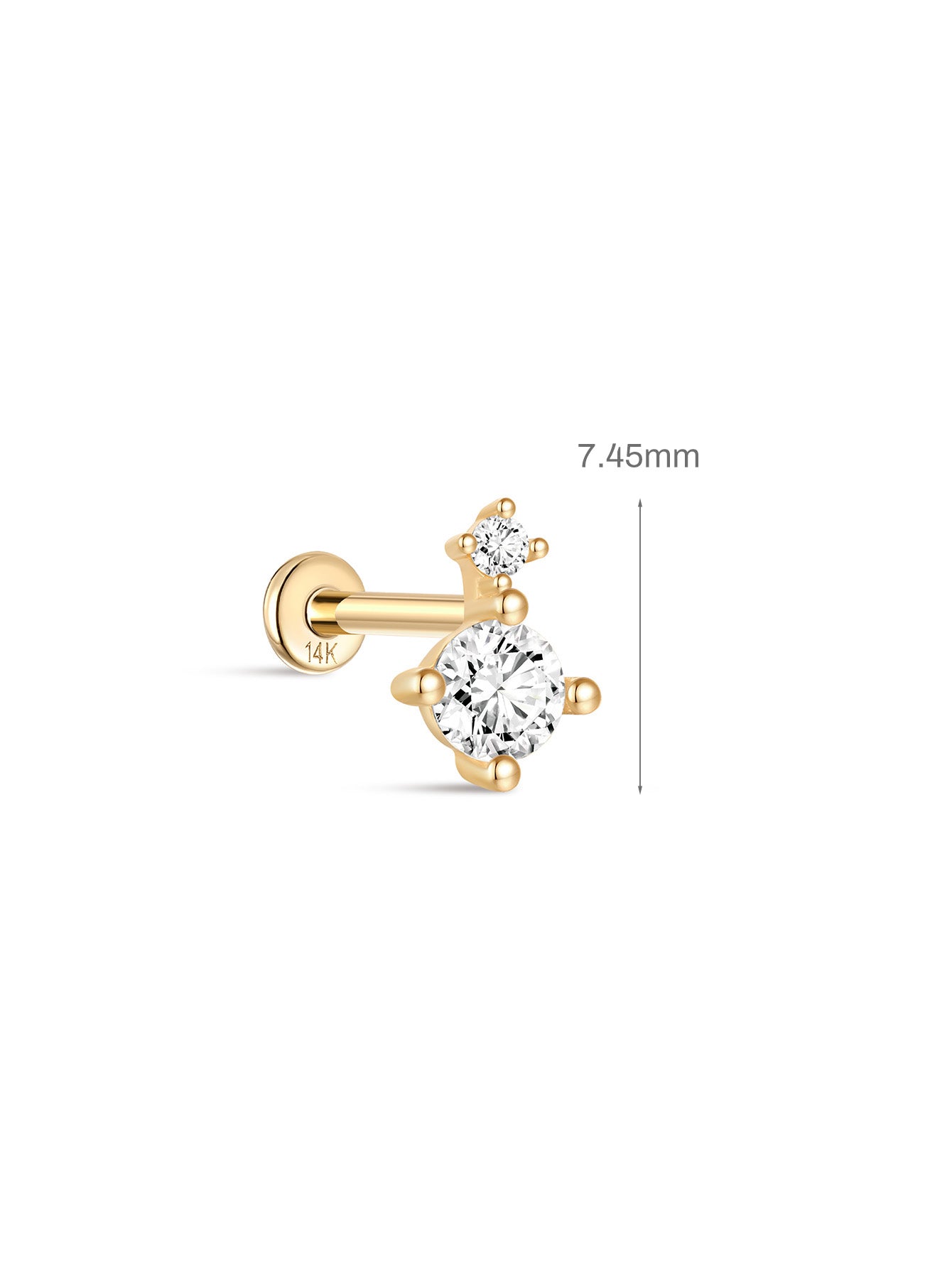 925 Sterling Silver Four Claw Ear Piercing Stud-aurivna