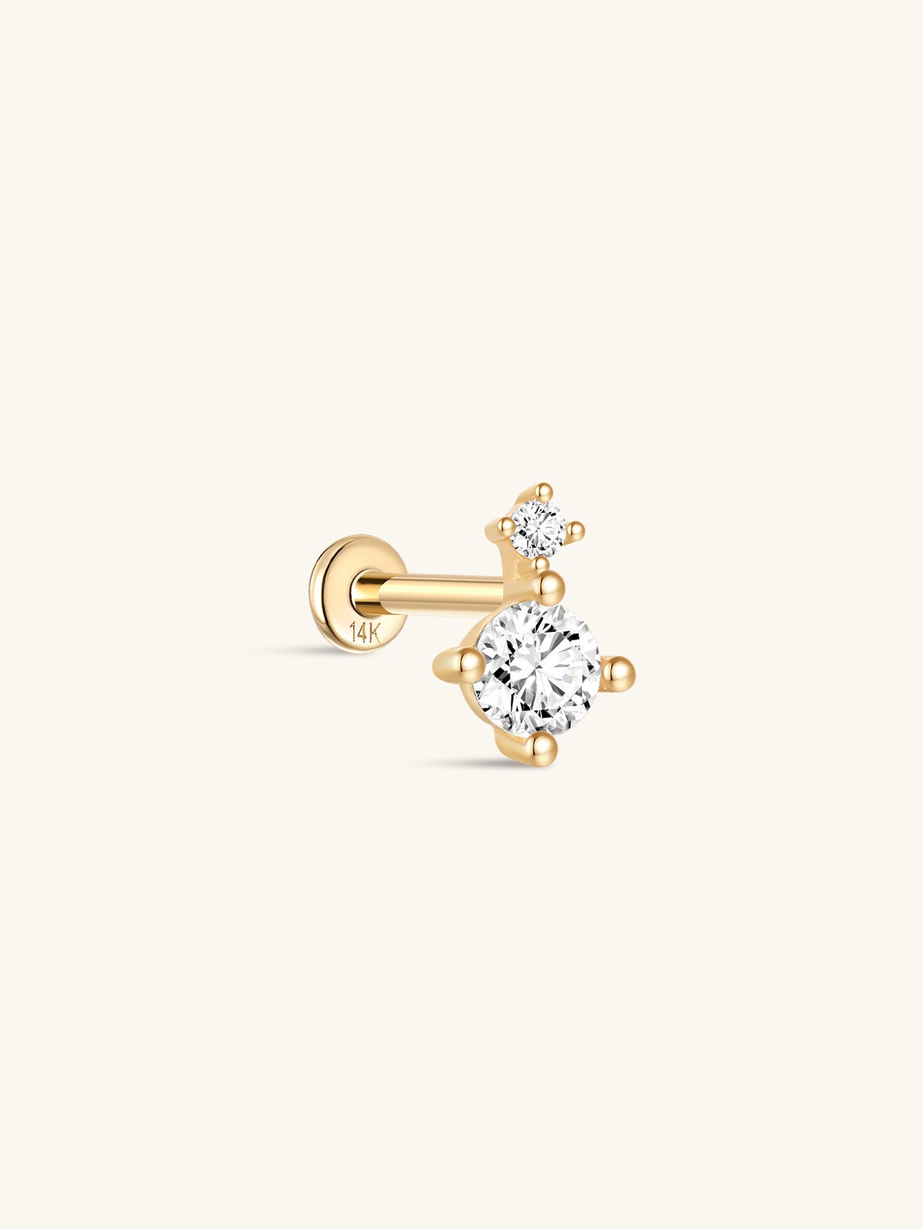 925 Sterling Silver Four Claw Ear Piercing Stud-aurivna