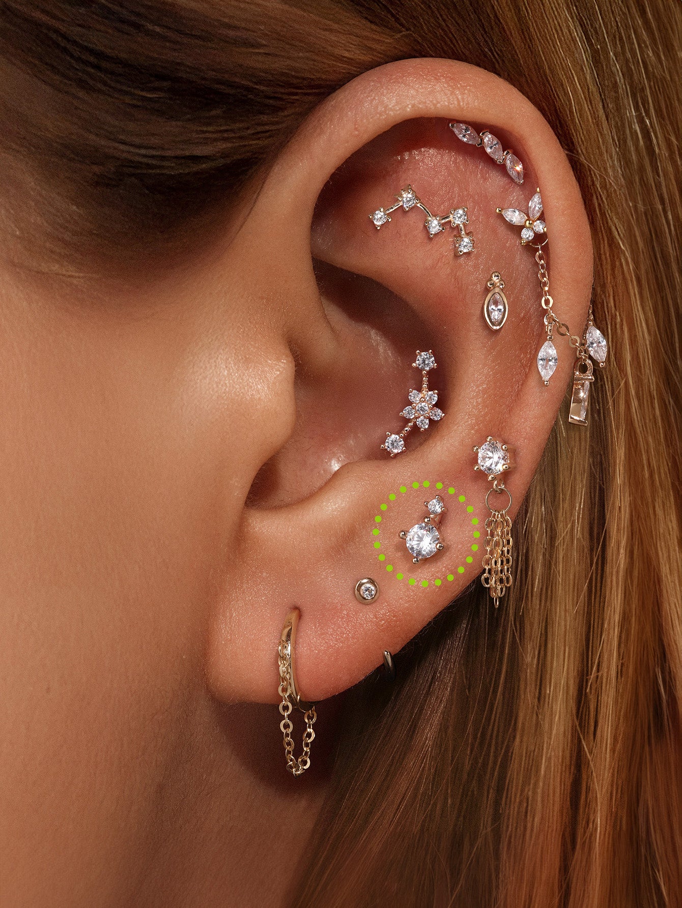 925 Sterling Silver Four Claw Ear Piercing Stud-aurivna