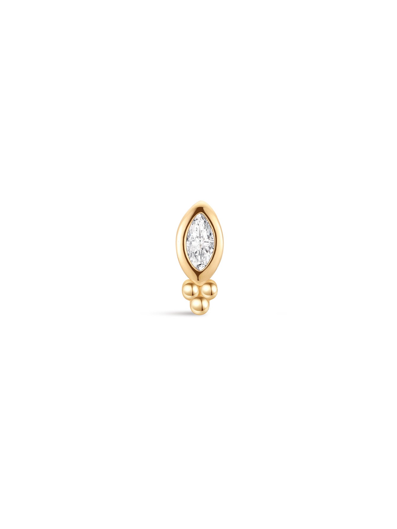 925 Sterling Silver Marquise Ear Piercing Stud-aurivna
