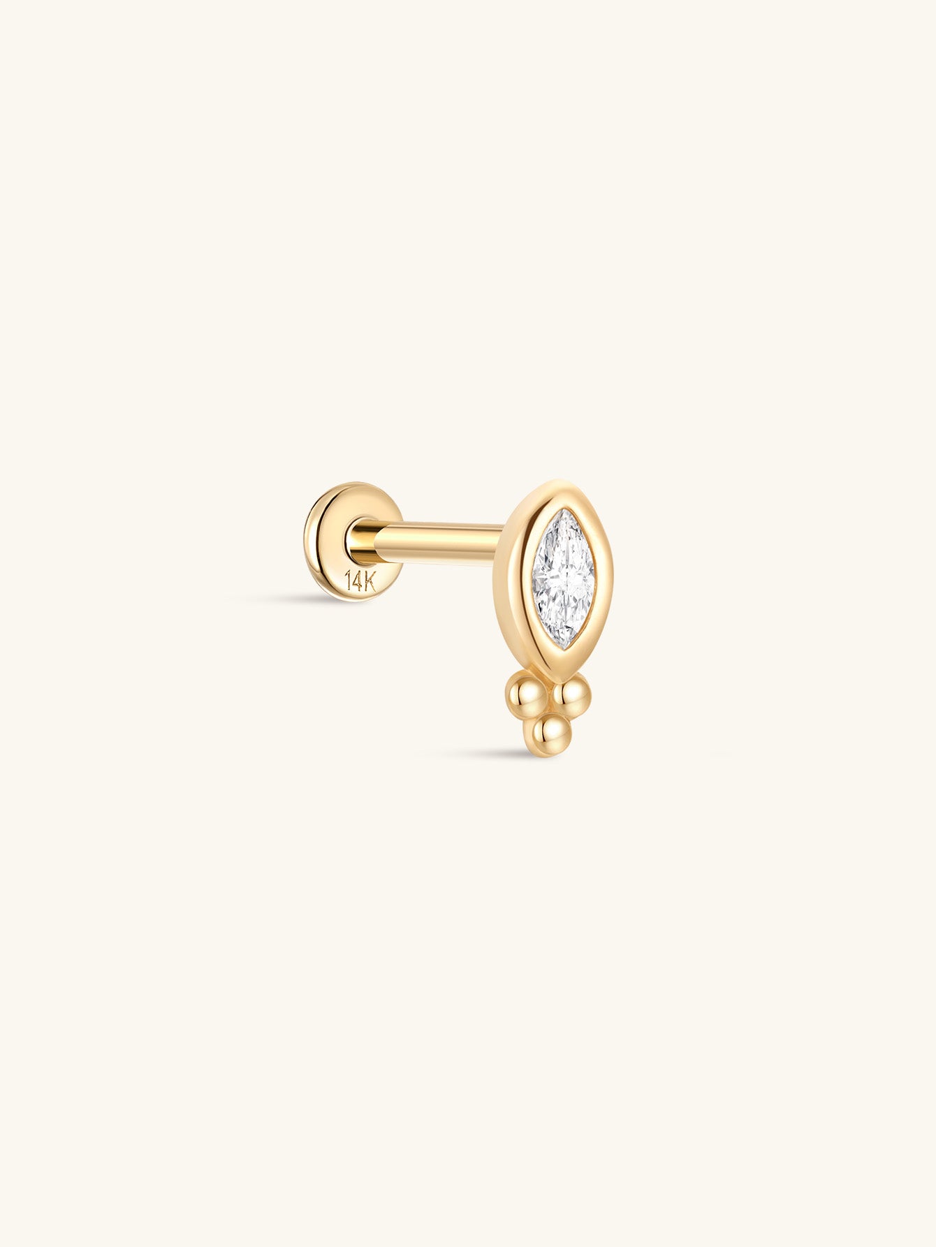 925 Sterling Silver Marquise Ear Piercing Stud-aurivna