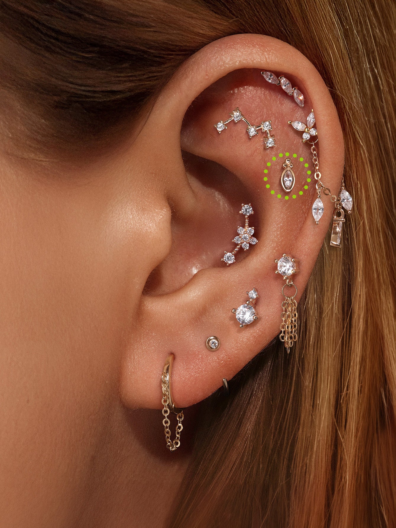 925 Sterling Silver Marquise Ear Piercing Stud-aurivna