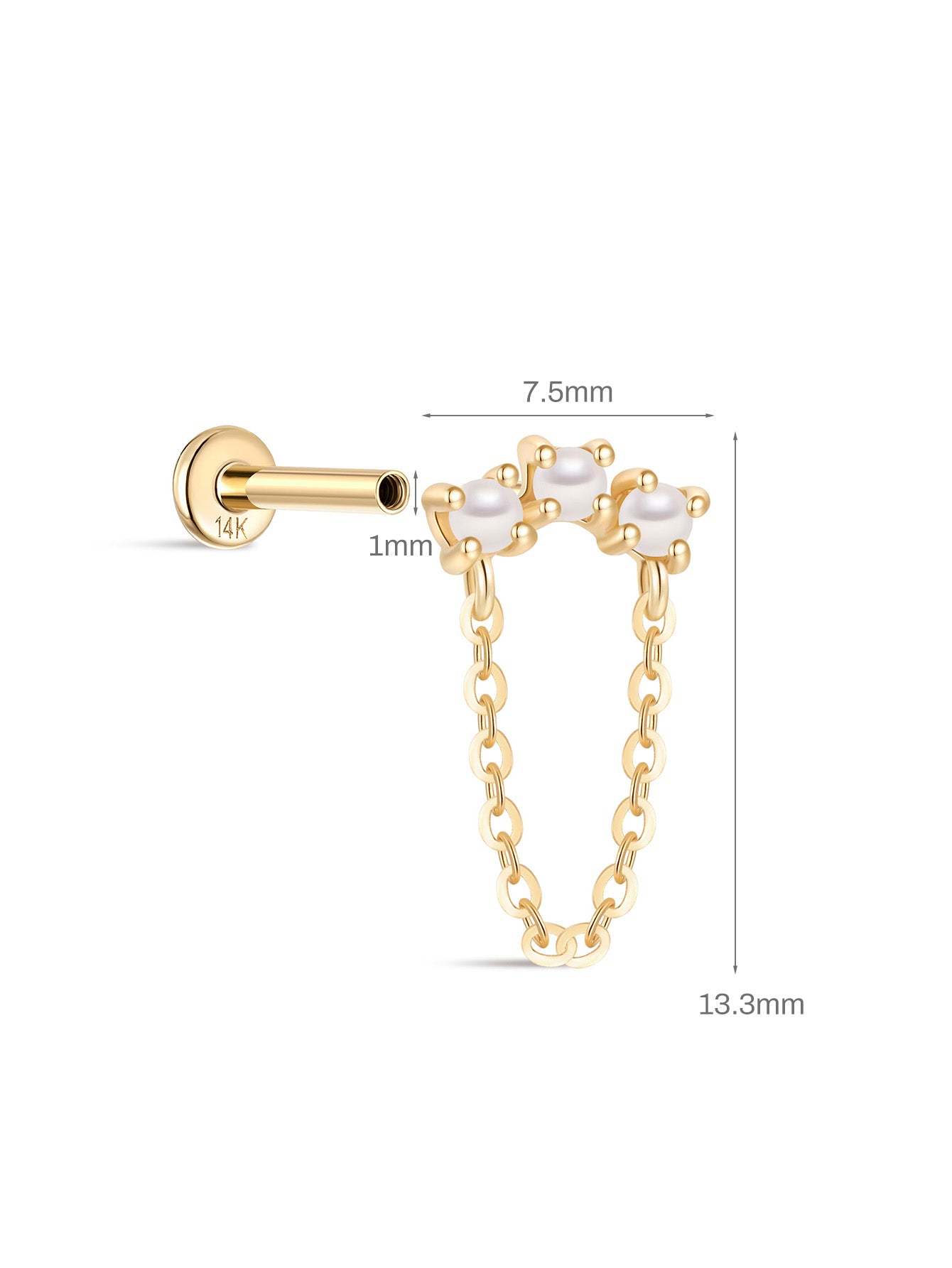 14K Solid Gold Pearl All-Match Tassel Flatback-aurivna