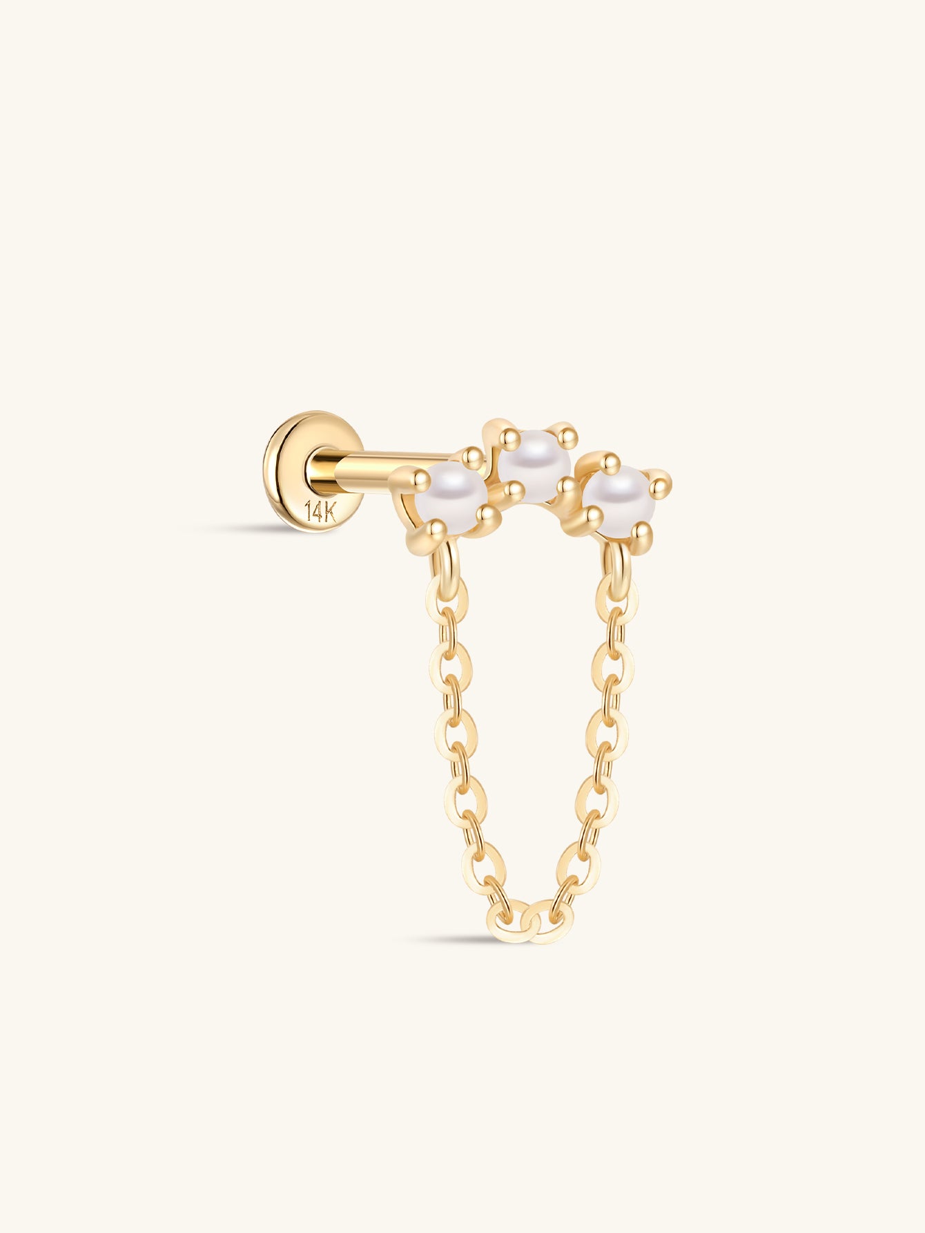 14K Solid Gold Pearl All-Match Tassel Flatback-aurivna