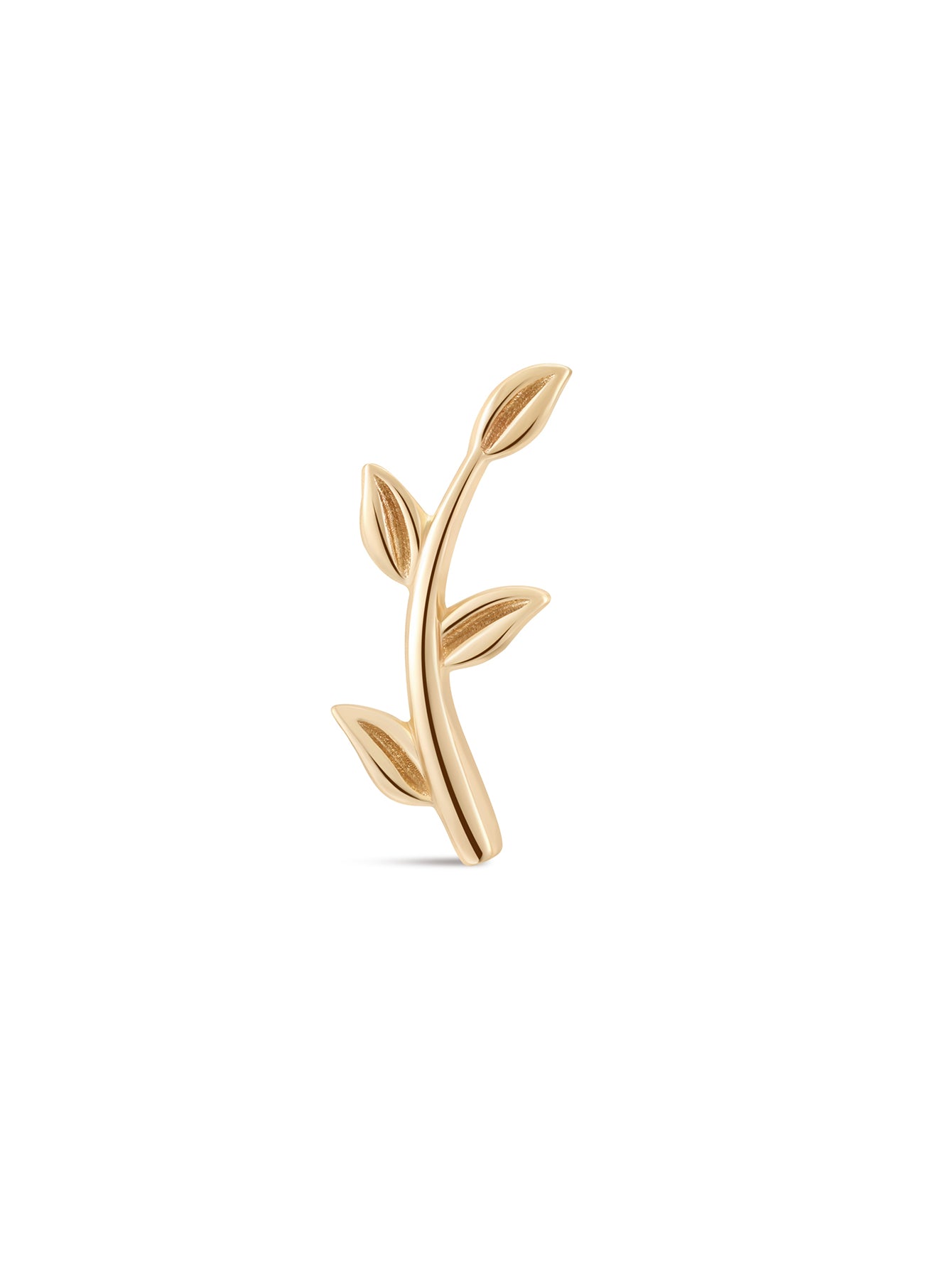 14K Solid Gold Leaf Fashion Flat Back-aurivna