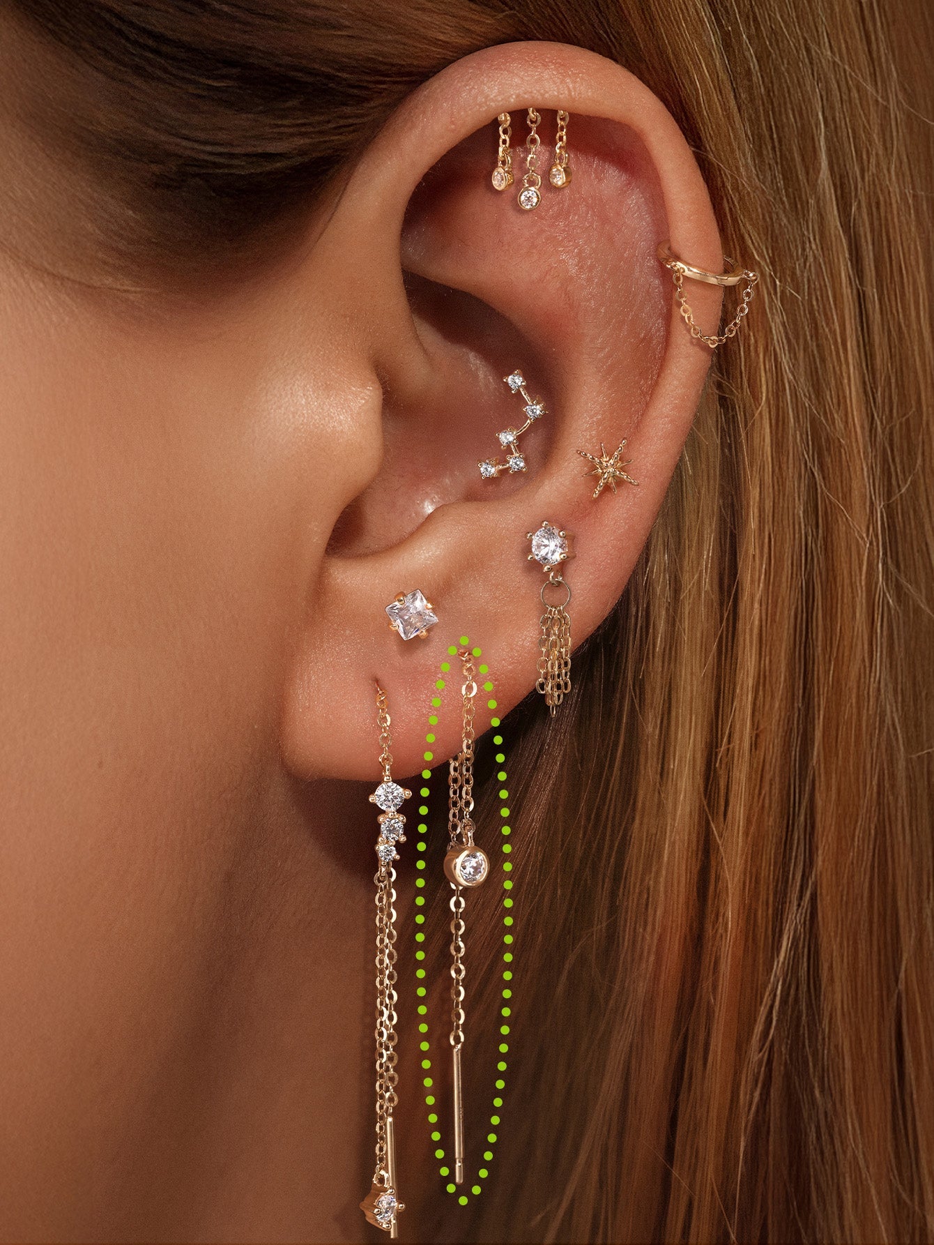 925 Sterling Silver Tassel Chain Hoop Charm Ear Wire-aurivna