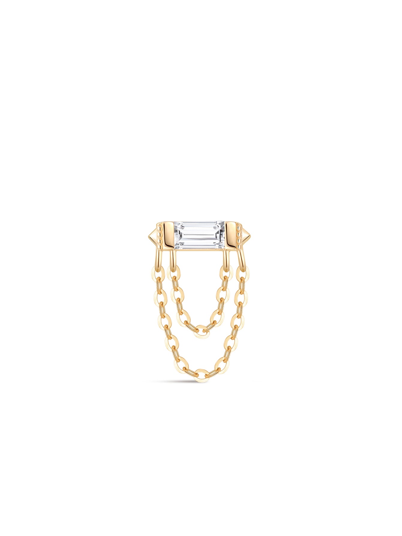 14K Solid Gold Rectangular Solitaire Tassel Flatback-aurivna