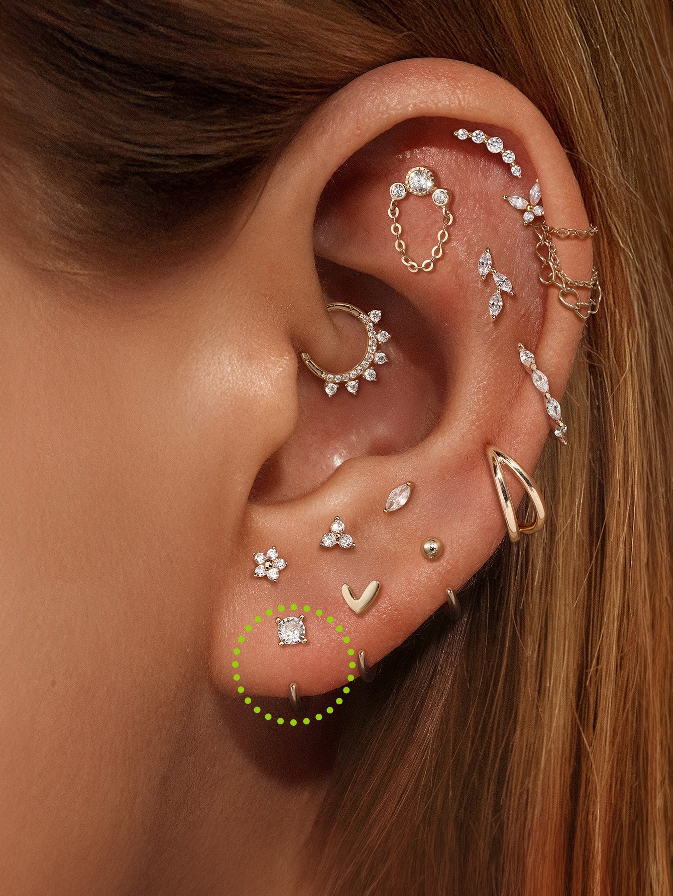 14K Solid Gold Round Four-claw Open Huggie Earrings-aurivna