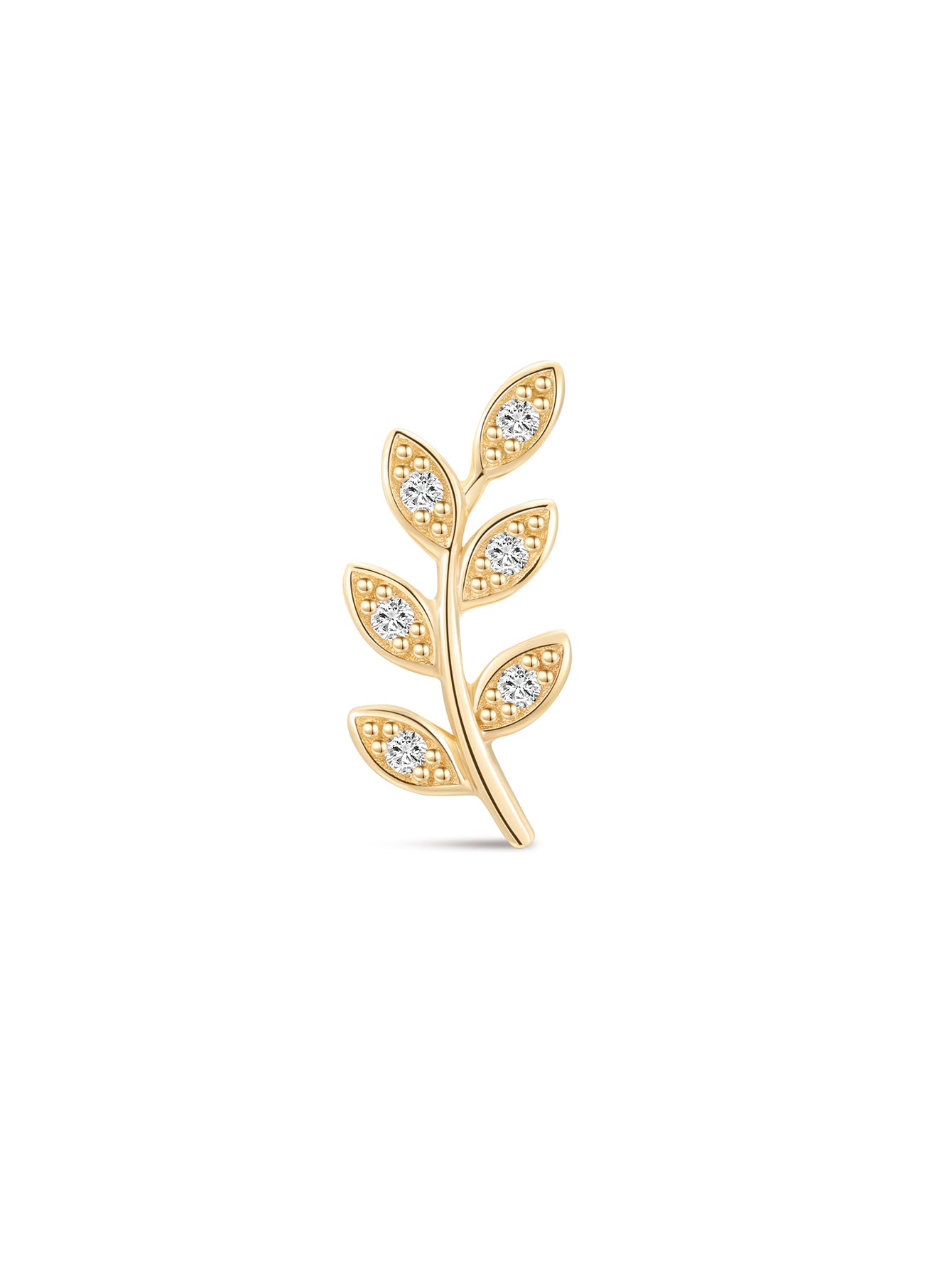 14K Solid Gold Leaf CZ Flat Back-aurivna