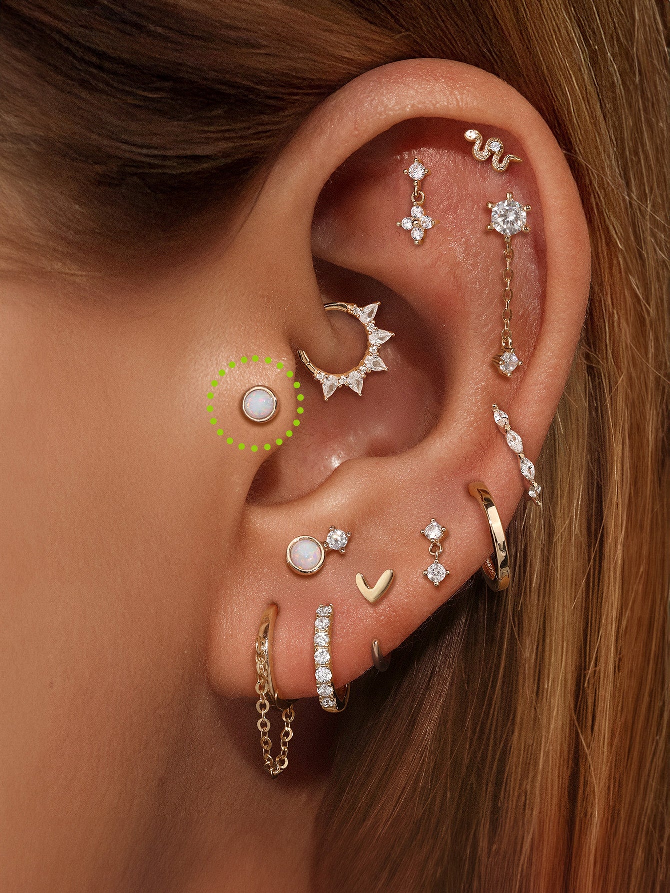 925 Sterling Silver Opal Ear Piercing Stud-aurivna