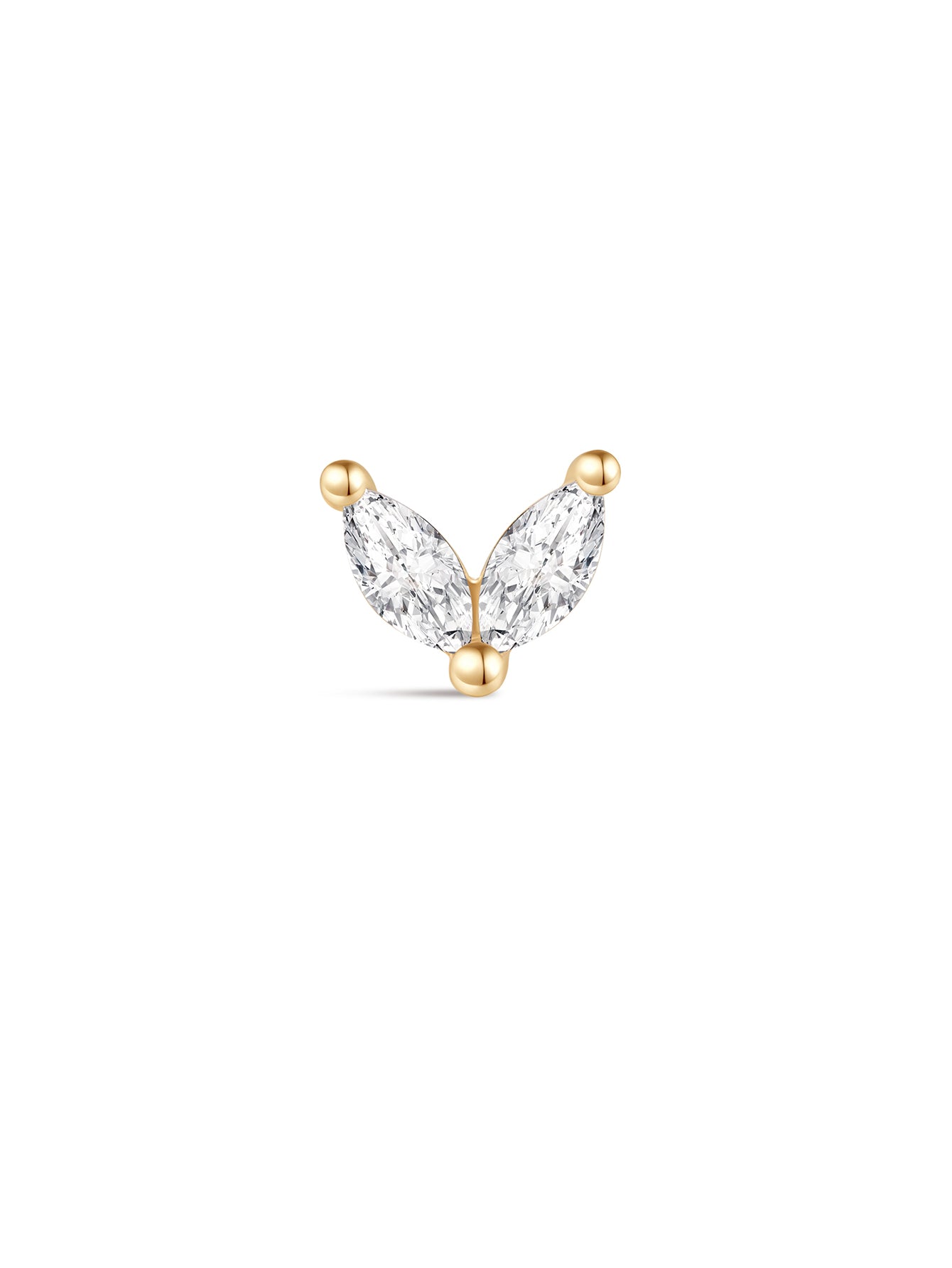 14K Solid Gold Marquise CZ Flat Back-aurivna