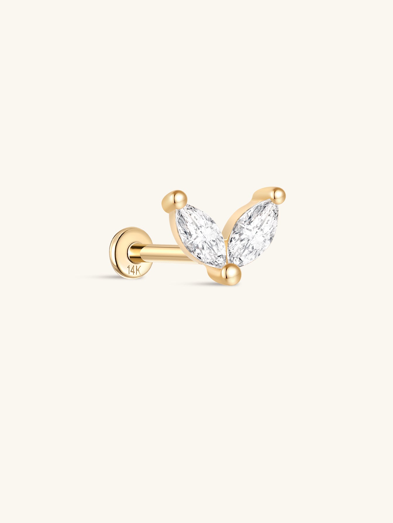 14K Solid Gold Marquise CZ Flat Back-aurivna
