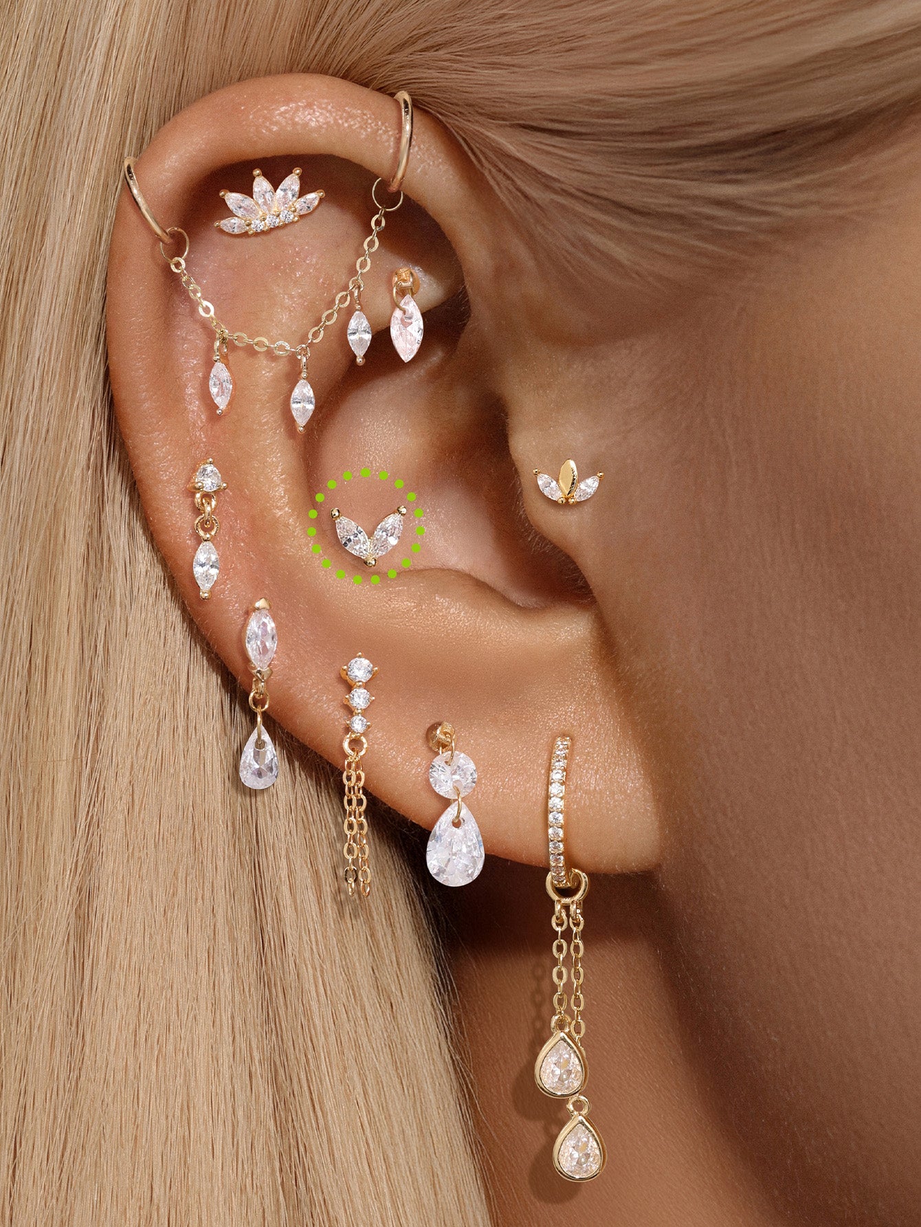 14K Solid Gold Marquise CZ Flat Back-aurivna