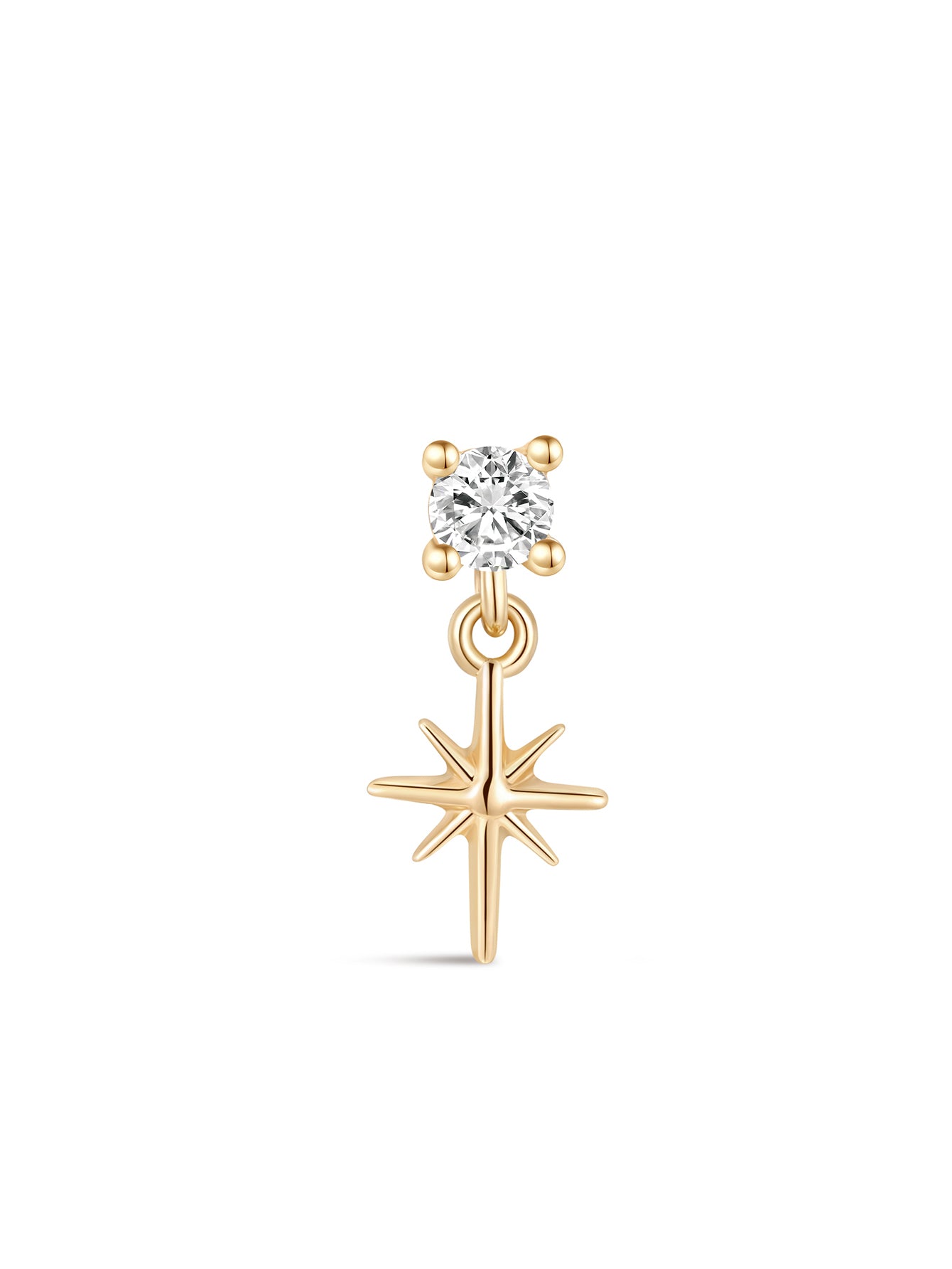 14K Solid Gold Eight-Pointed Star Flatback-aurivna