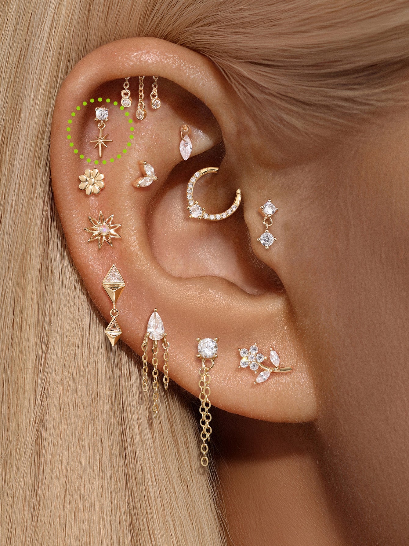 14K Solid Gold Eight-Pointed Star Flatback-aurivna