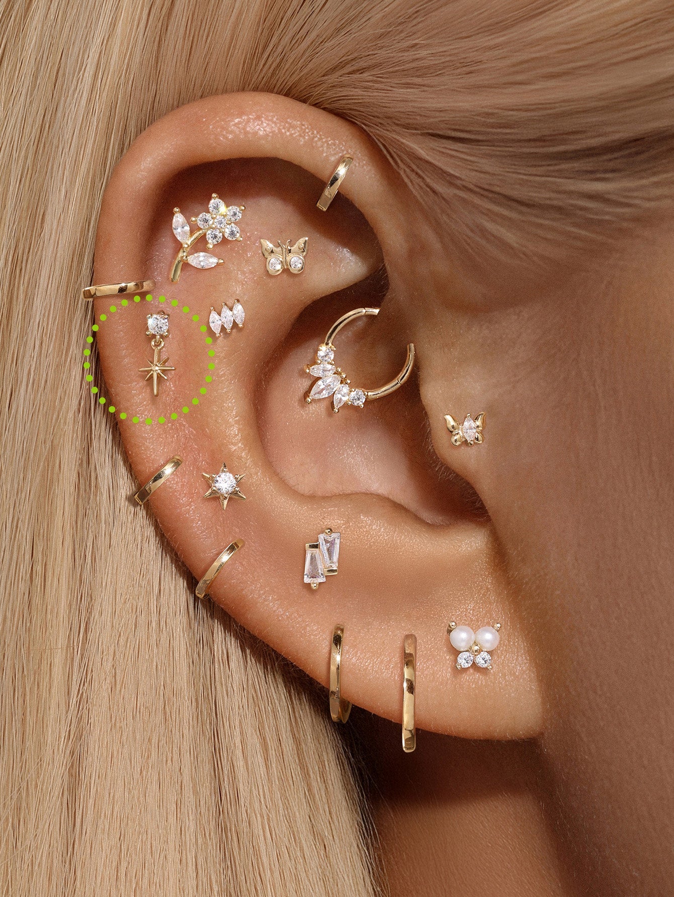 14K Solid Gold Eight-Pointed Star Flatback-aurivna