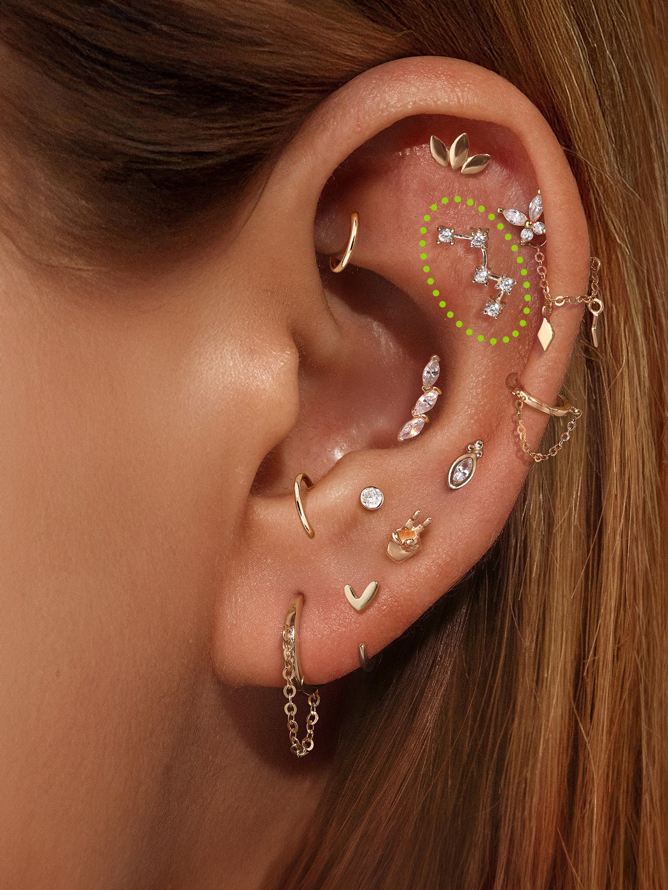 925 Sterling Silver Celestial Ear Piercing Stud-aurivna