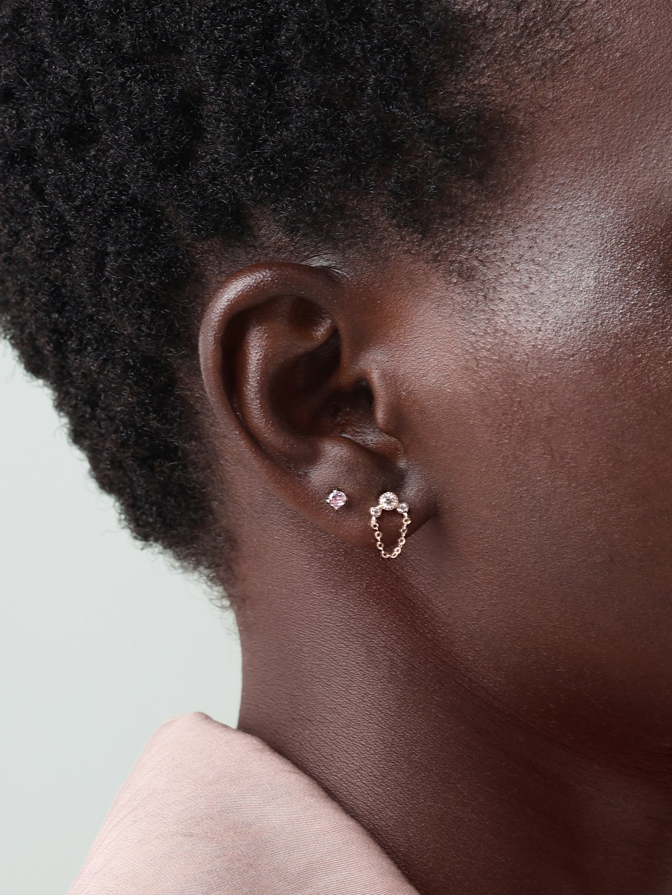 925 Sterling Silver Round Tassel Ear Piercing Stud-aurivna