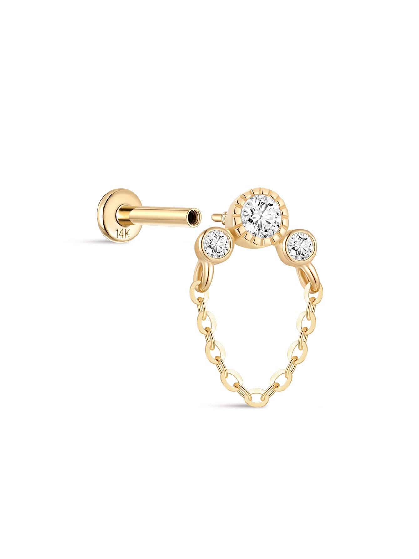 925 Sterling Silver Round Tassel Ear Piercing Stud-aurivna