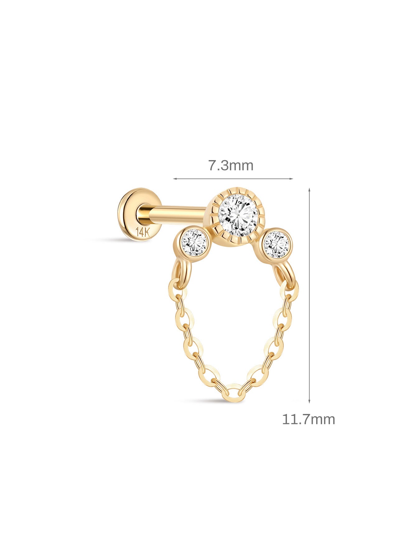 925 Sterling Silver Round Tassel Ear Piercing Stud-aurivna