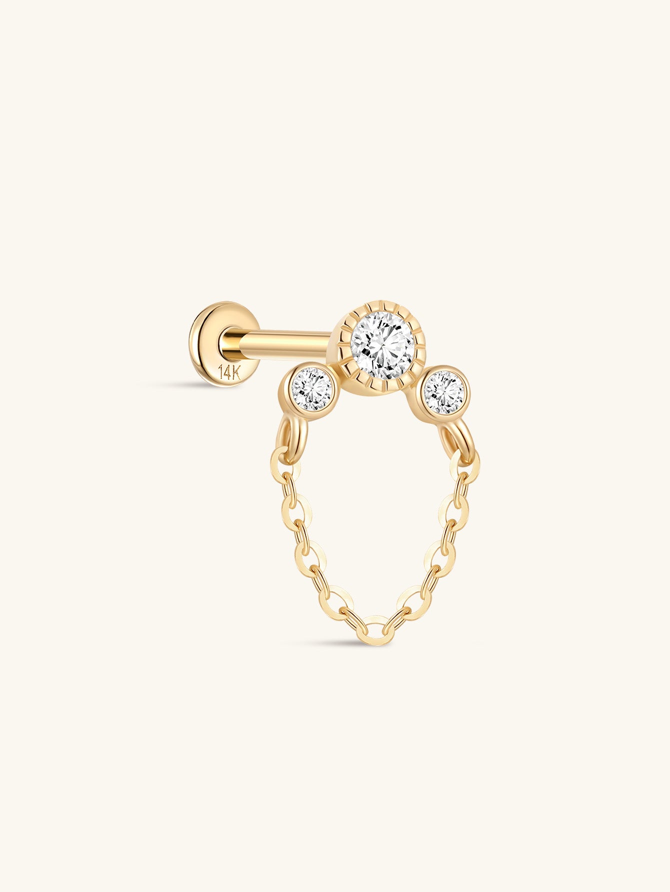 925 Sterling Silver Round Tassel Ear Piercing Stud-aurivna