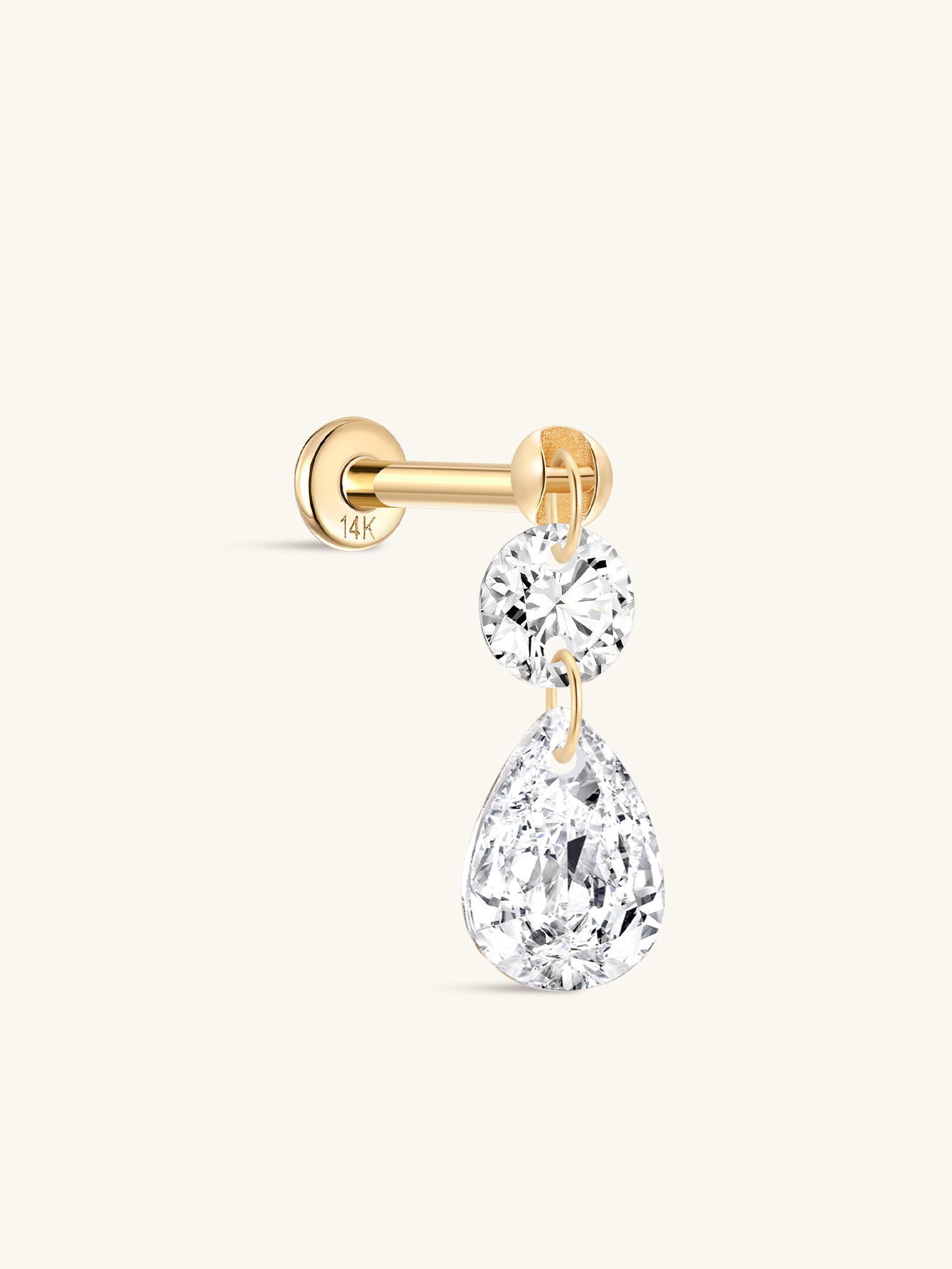 14K Solid Gold Water Drop Flatback-aurivna