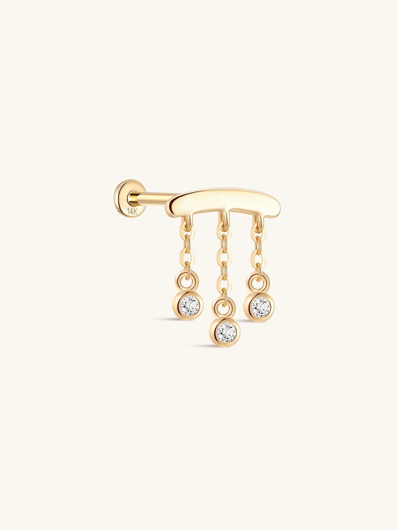 925 Sterling Silver Tassel Chain Ear Piercing Stud-aurivna